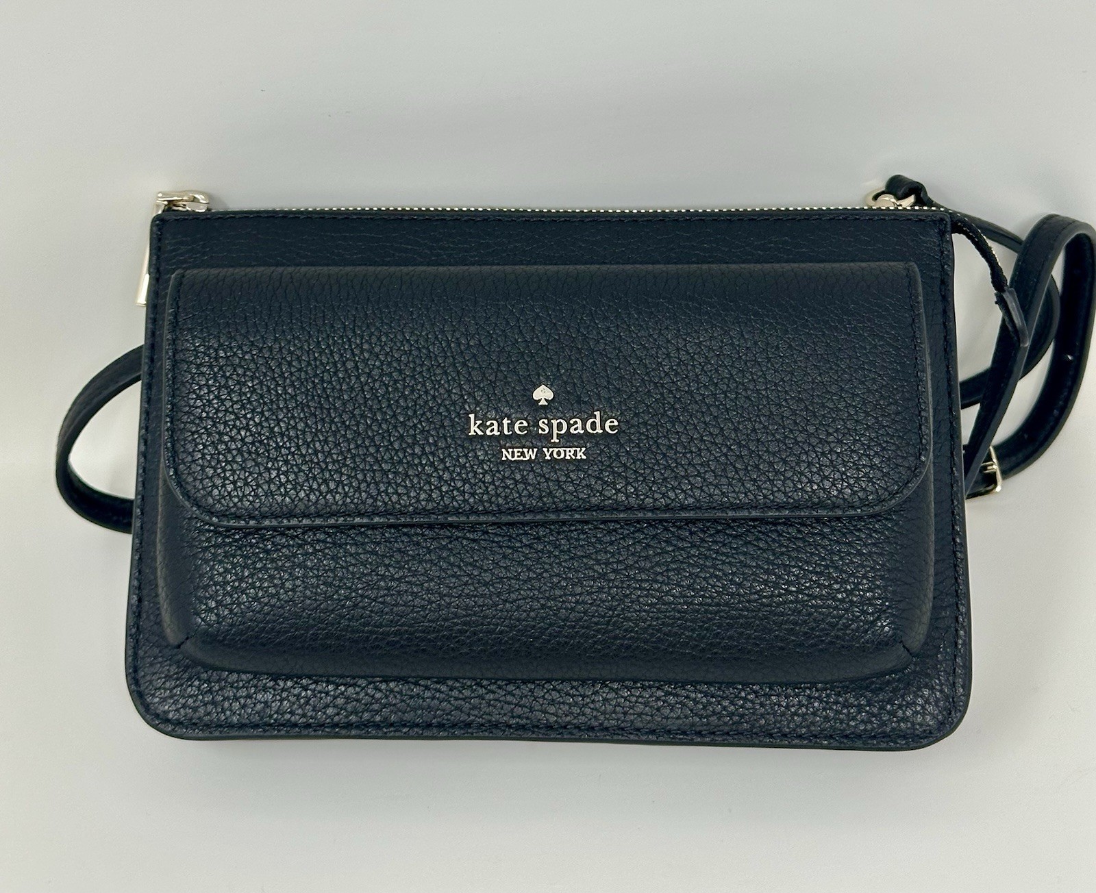 Kate Spade New York Leila Small Flap Crossbody Pebbled Leather Black K8284 New