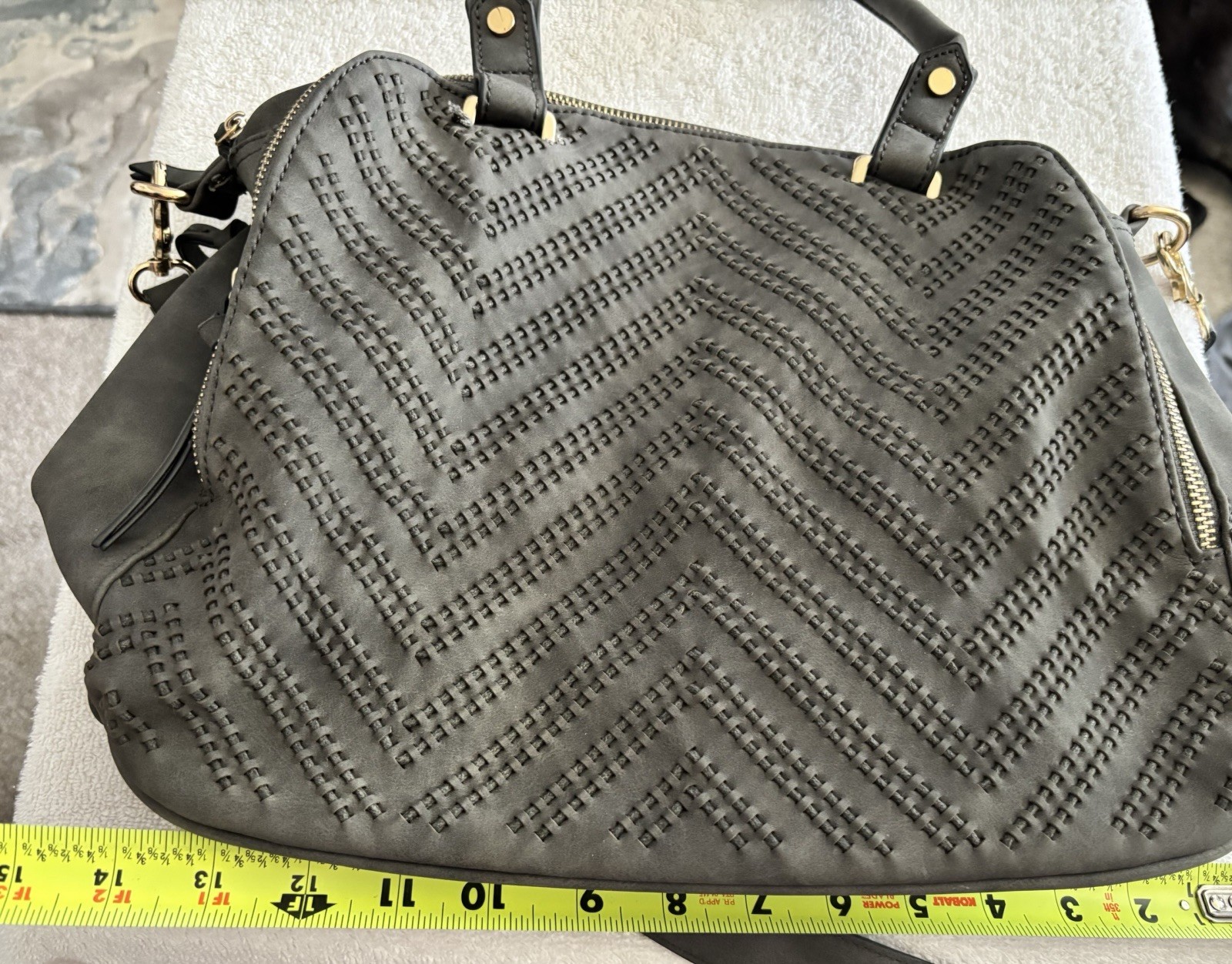 Torrid Gray Perforated Chevron Satchel Handbag Crossbody