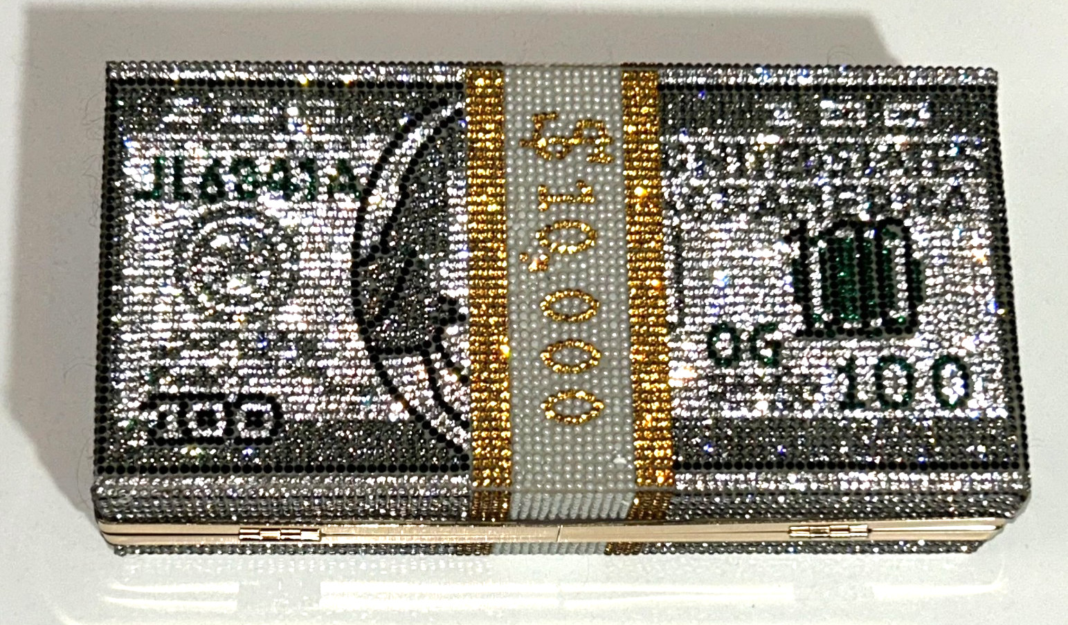 Crystal 100 Dollar Bill Clutch Handbag Money Purse Crystal Embellished Crossbody