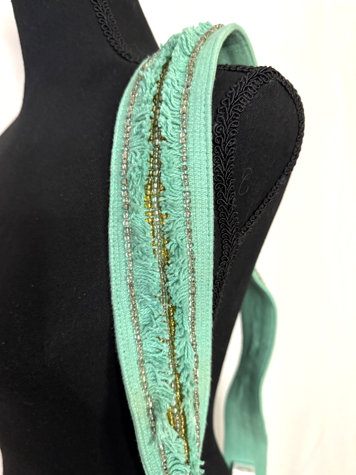 Anthropologie Beaded Teal Fringe Purse Strap Brand New with Tag