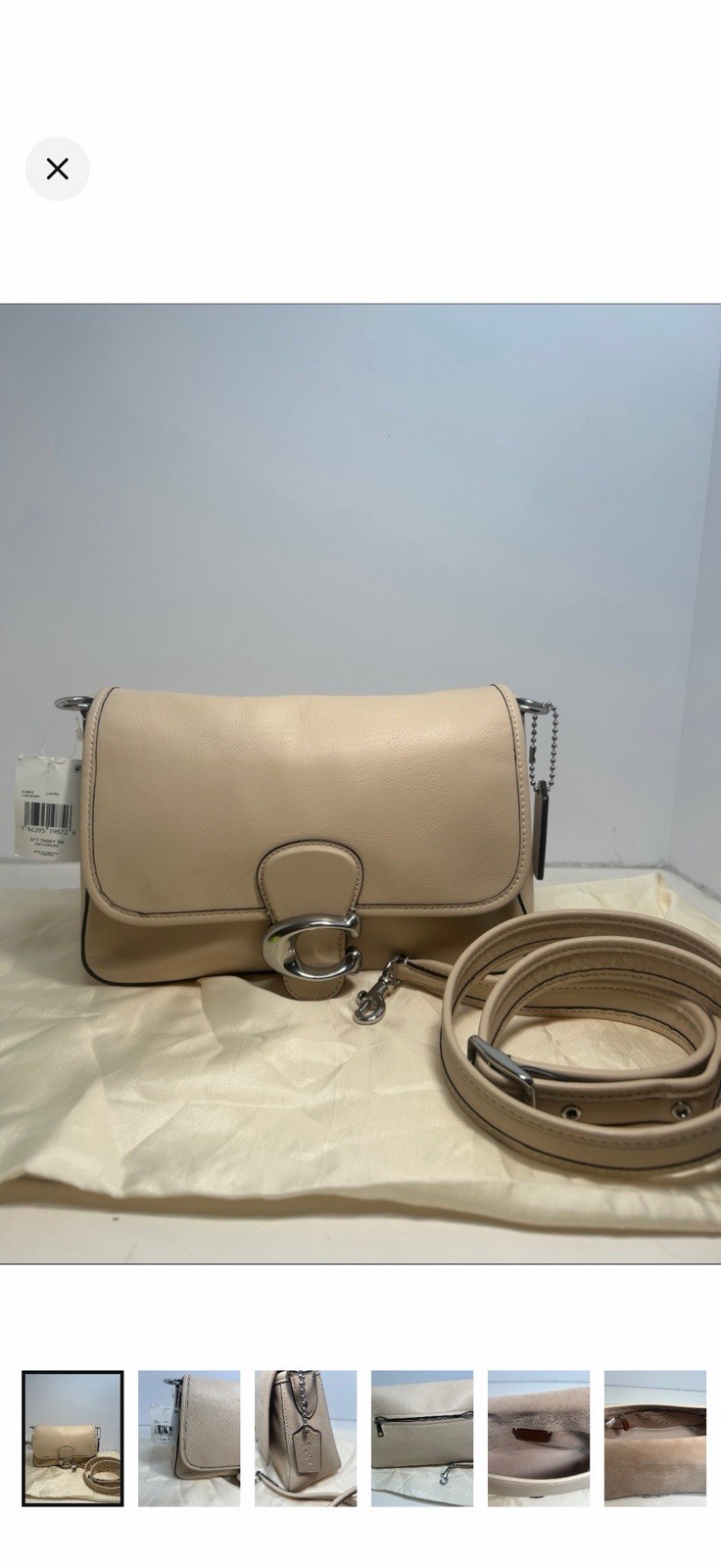Coach Tan Crossbody Bag Silver Hardware Turn Lock Detachable Strap Pockets