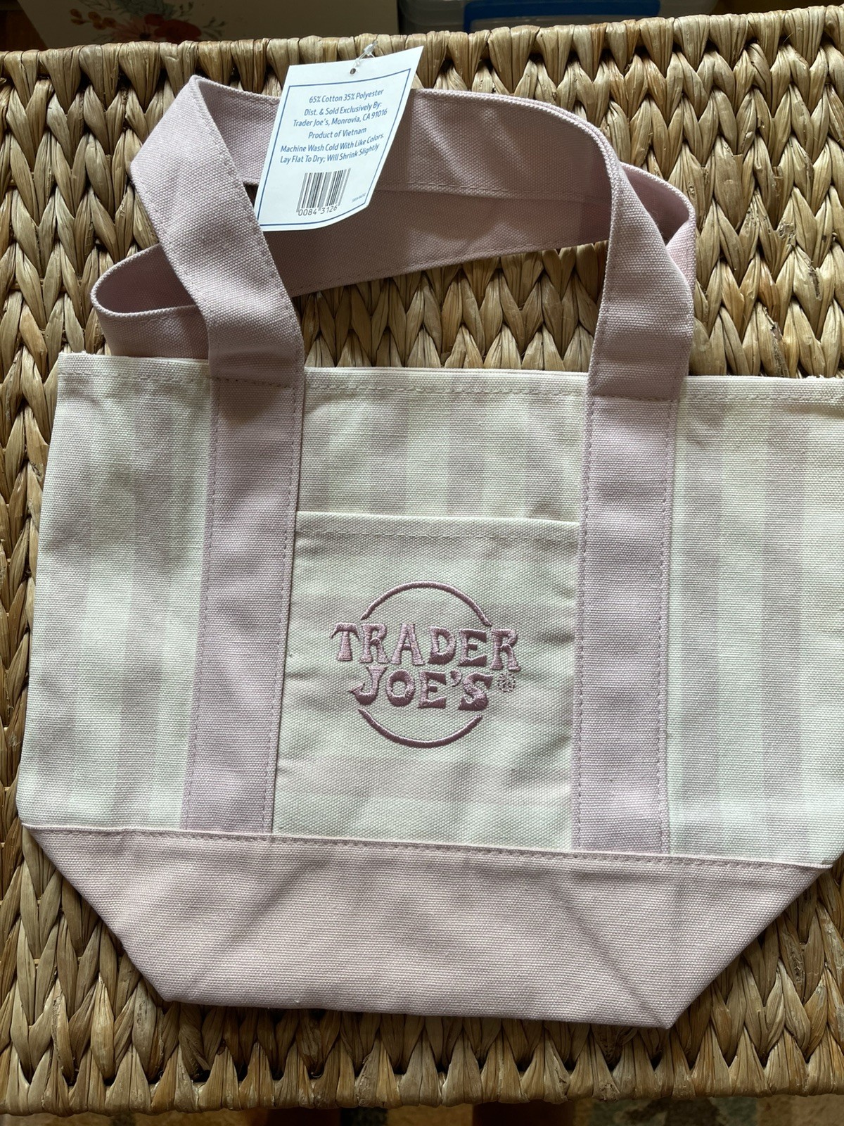 Trader Joe’s Striped Mini Tote Pink NWT