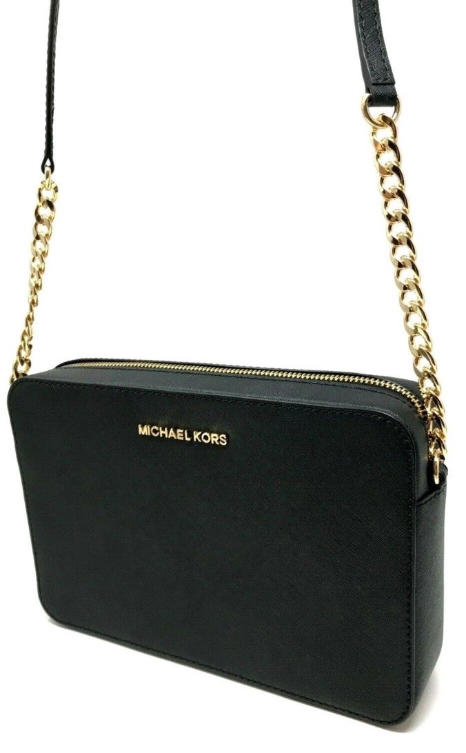 MICHAEL KORS JET SET ITEM EAST WEST SHOULDER CROSSBODY BAG BLACK/GOLD