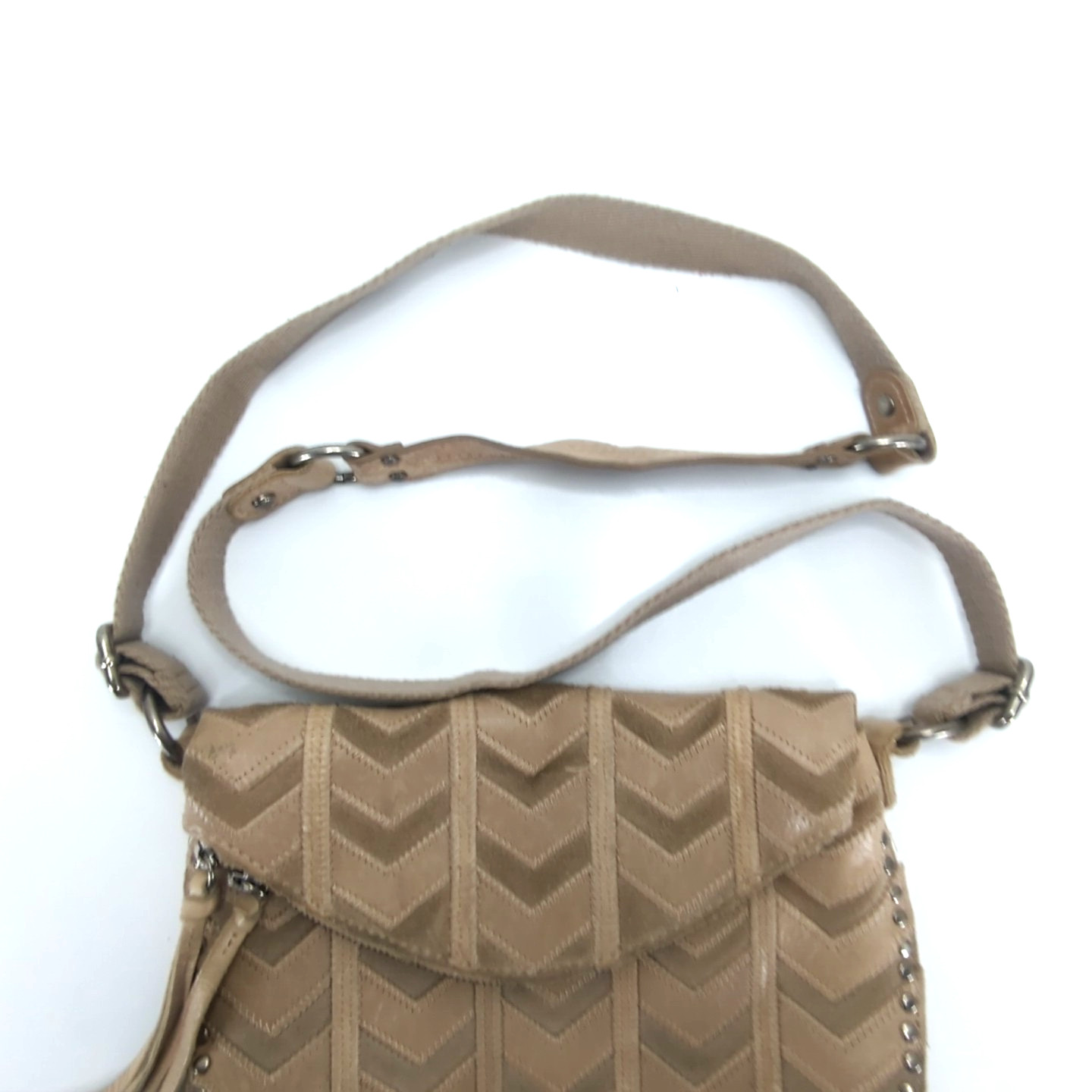 The Sak Crossbody Purse Shoulder Messenger Bag Cheveron Patchwork Studded Used