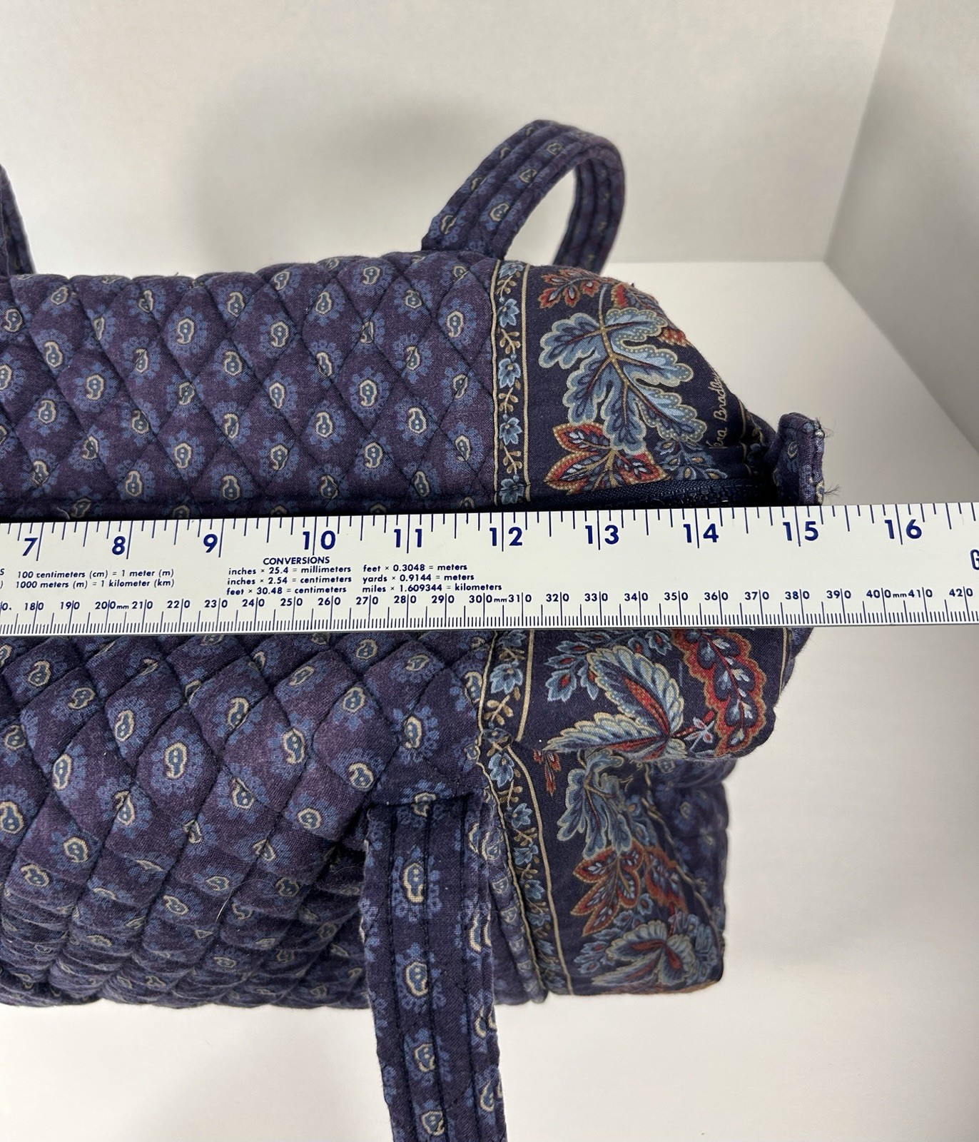 VTG Vera Bradley “Regency Blue Paisley” Duffel Bag 15″ 90’s