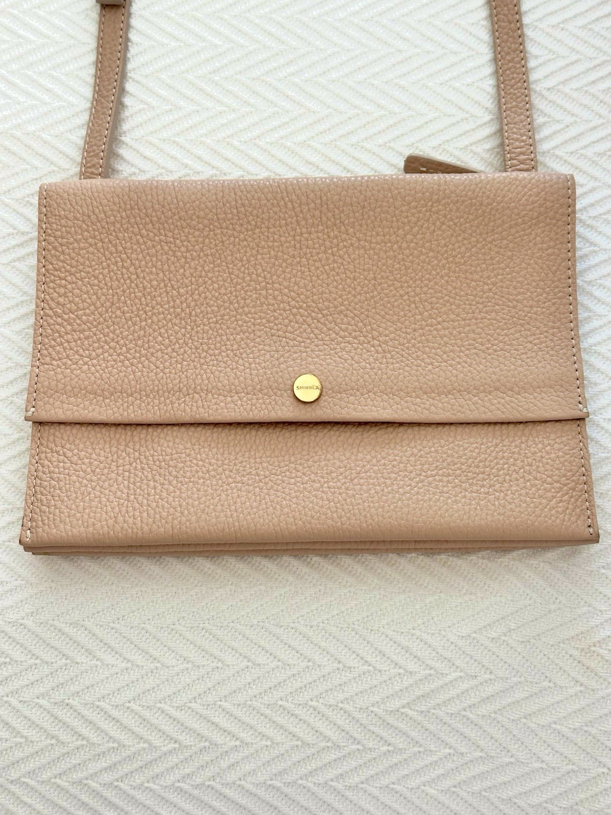 SHINOLA DETROIT Accordion Crossbody Leather Pink Bag Purse USA MADE $450 ~ VEUC