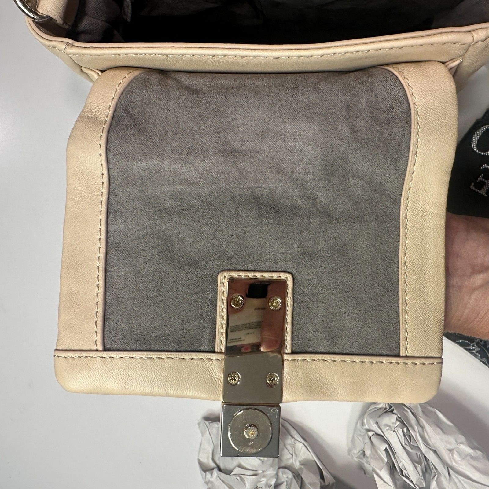 NWT Quilted Leather Crossbody Bag Cafe Beige Gold Hardware – One Size