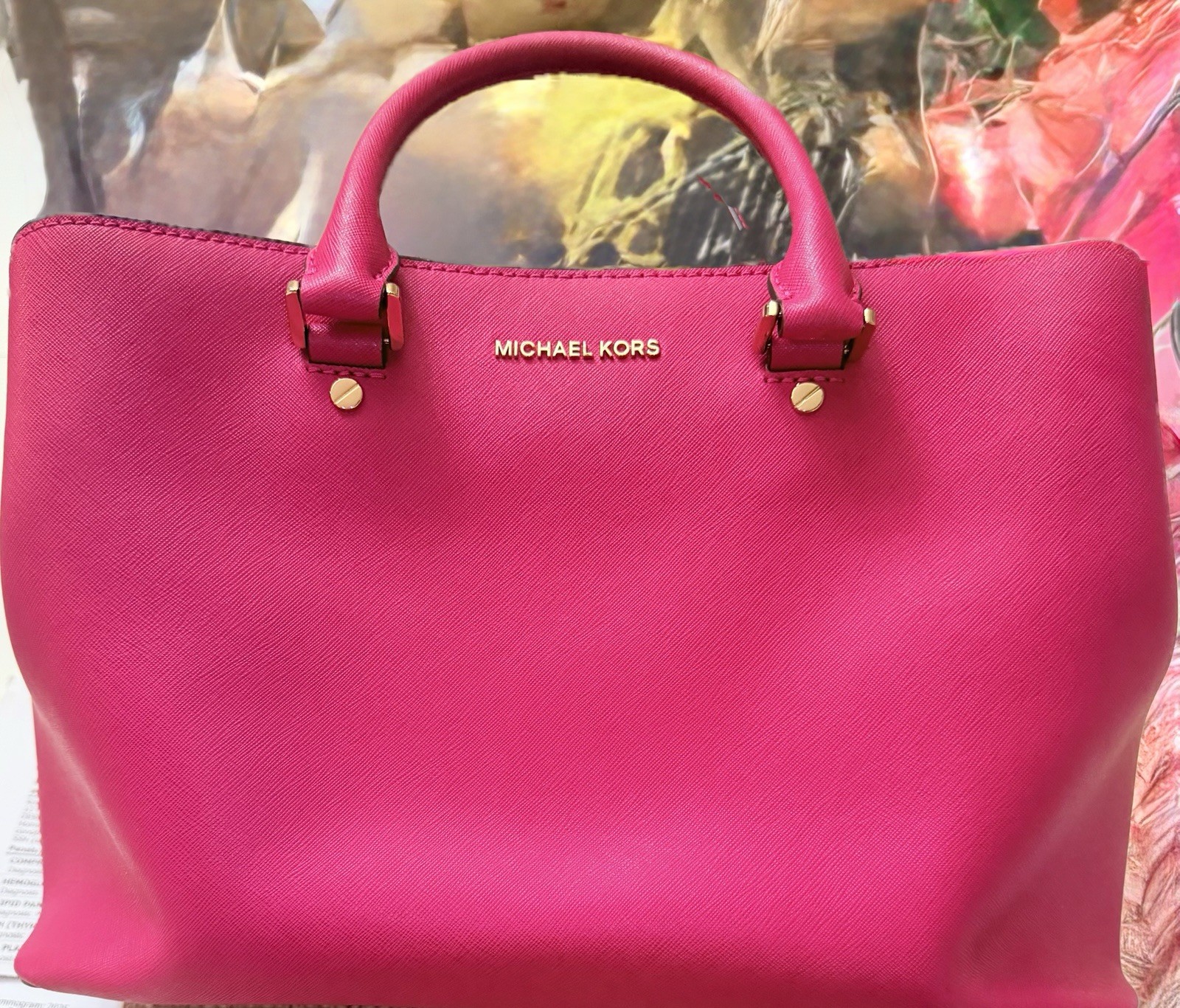 Michael Kors Pink Satchel Top Handle, Zip/Snap, Detachable Crossbody + Wallet
