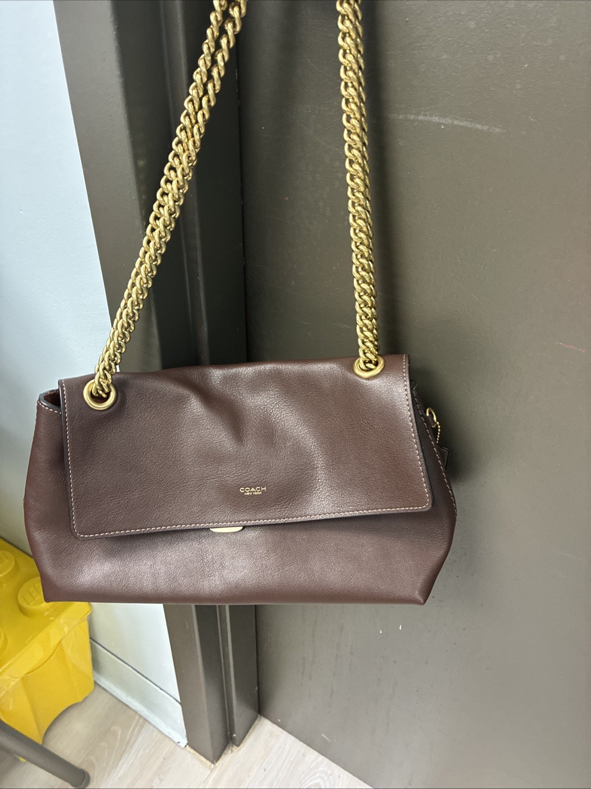 COACH Chelsea Shoulder Bag 30 With Chain In Leather CDS61 Brass/Maple NWT