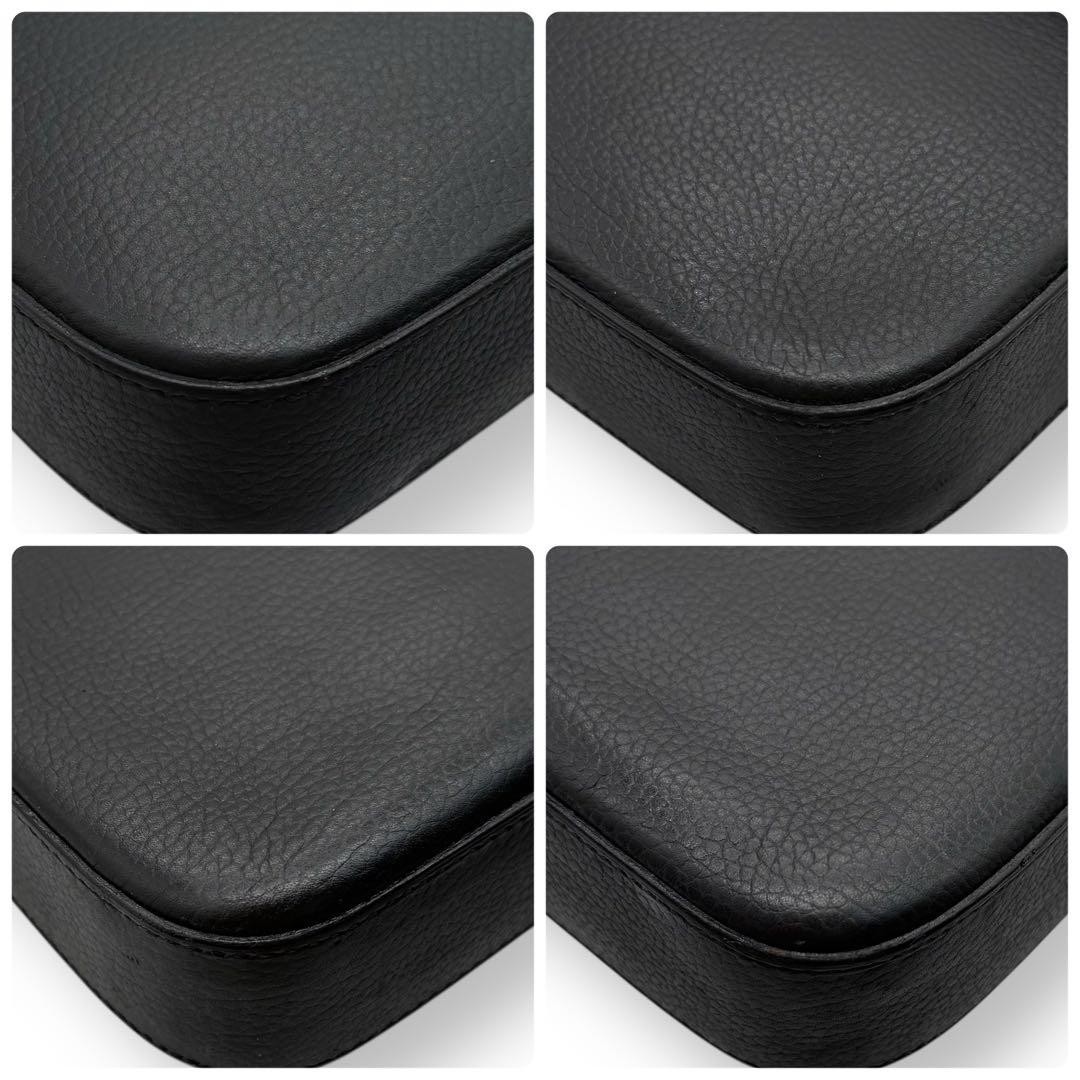 DELVAUX D Buckle Leather Shoulder Bag Black US 9.3in Vintage Used Rare Japan