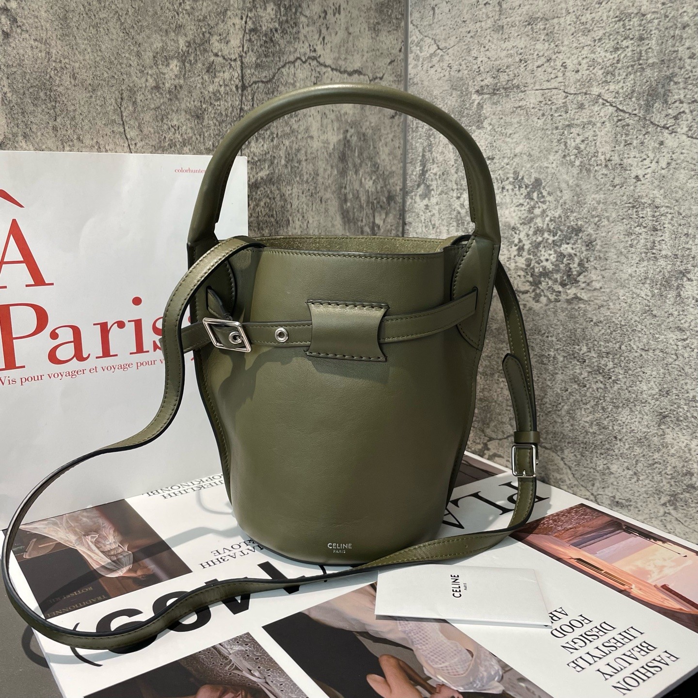 Celine Big Bag Mini Olive Green Smooth Calfskin Handbag Crossbody Duty Paid