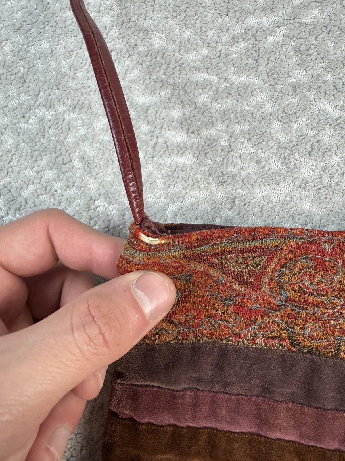Henri Bendel Crossbody Bag Womens Small Multicolor Velvet Paisley Bohemian