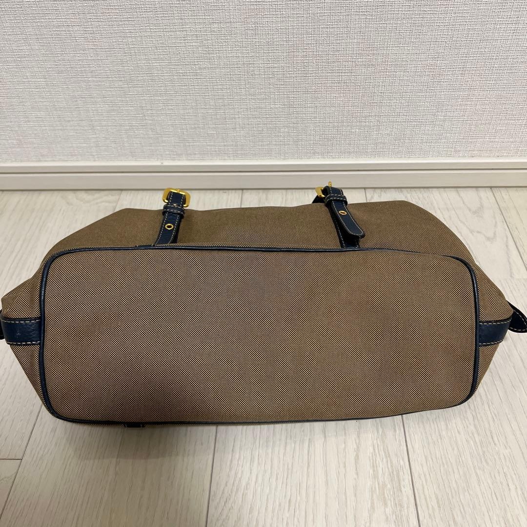 PRADA Beige Navy Handbag From Japan used
