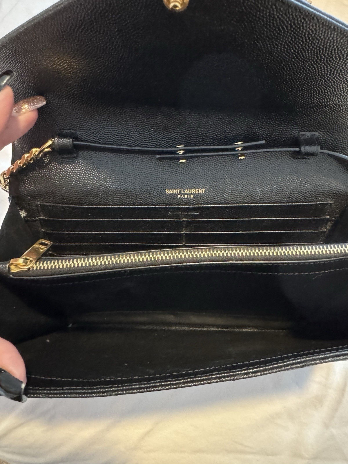 *NWT*Saint Laurent Monogram Cassandre Chain in Grain De Poudre Leather Crossbody
