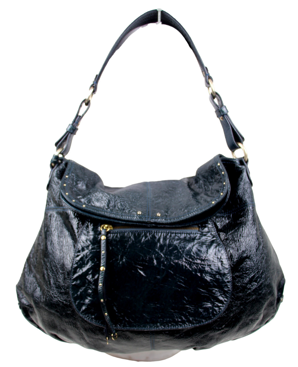 LARGE HAYDEN-HARNETT BLACK GENUINE LEATHER TOTE HOBO SHOULDER BAG HANDBAG PURSE