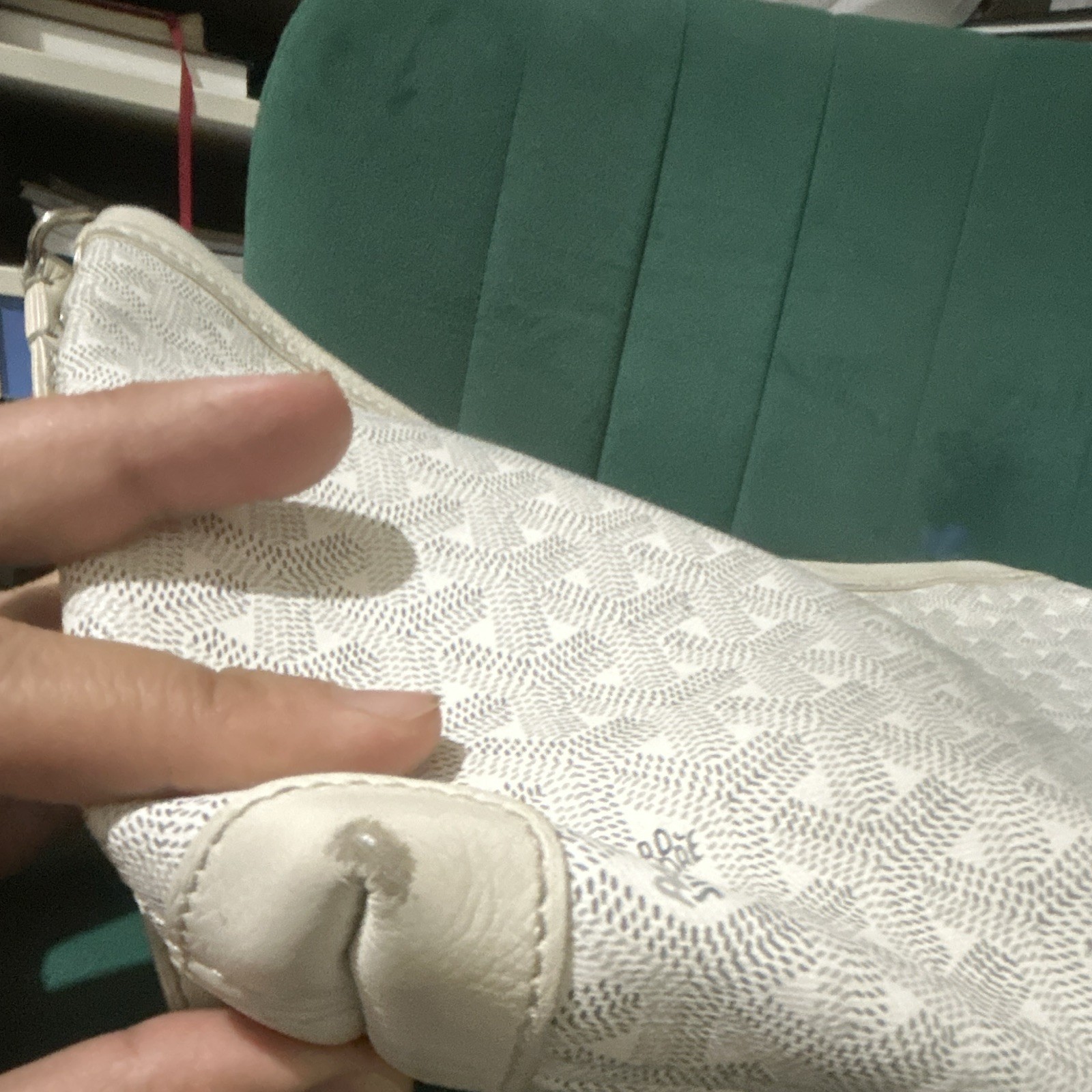 Goyard White Goyardine Zip Wristlet Strap Clutch Pouch, Silver Hardware