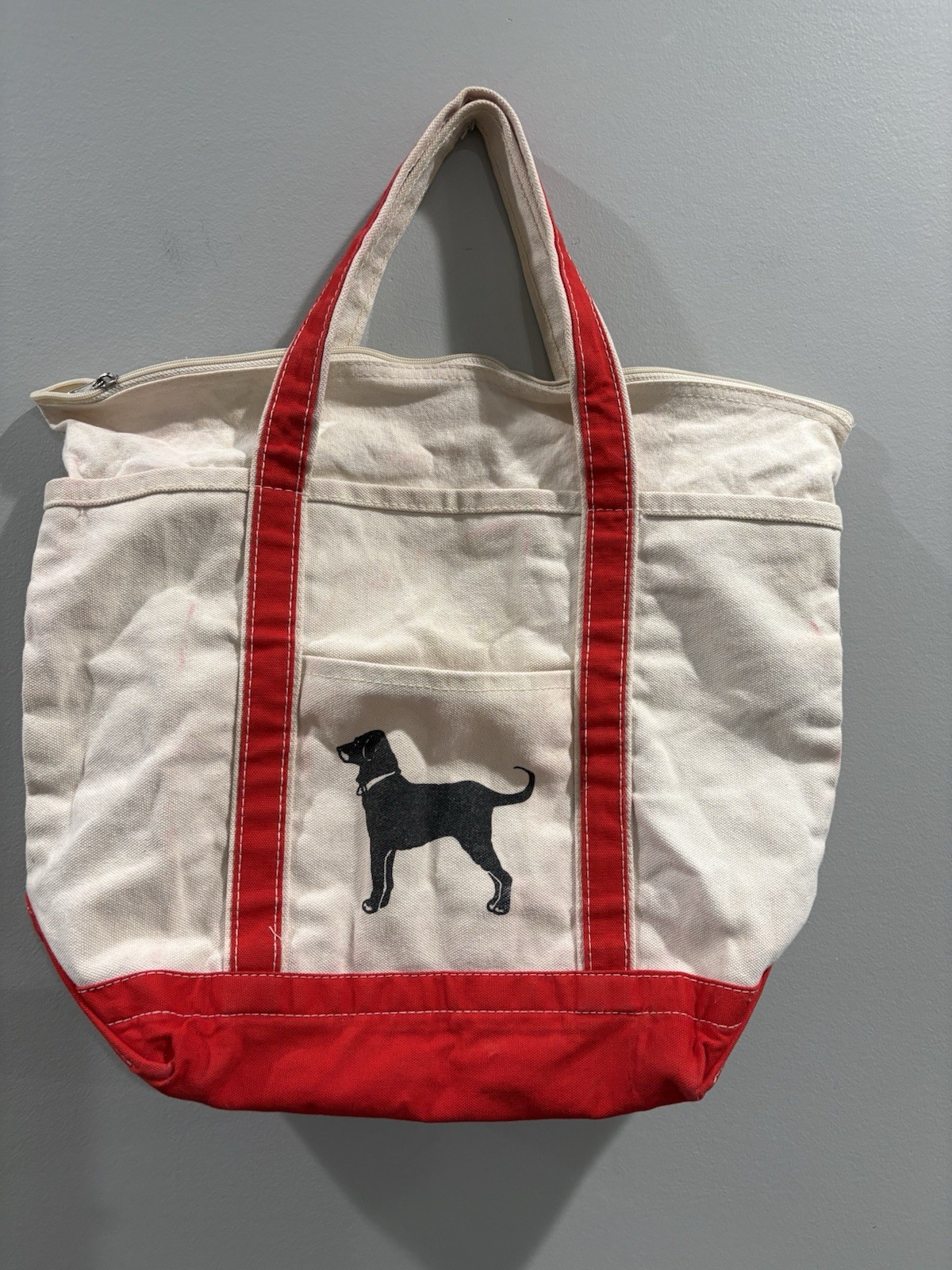 The Black Dog Tote Bag, Red, 17 by 13 inches