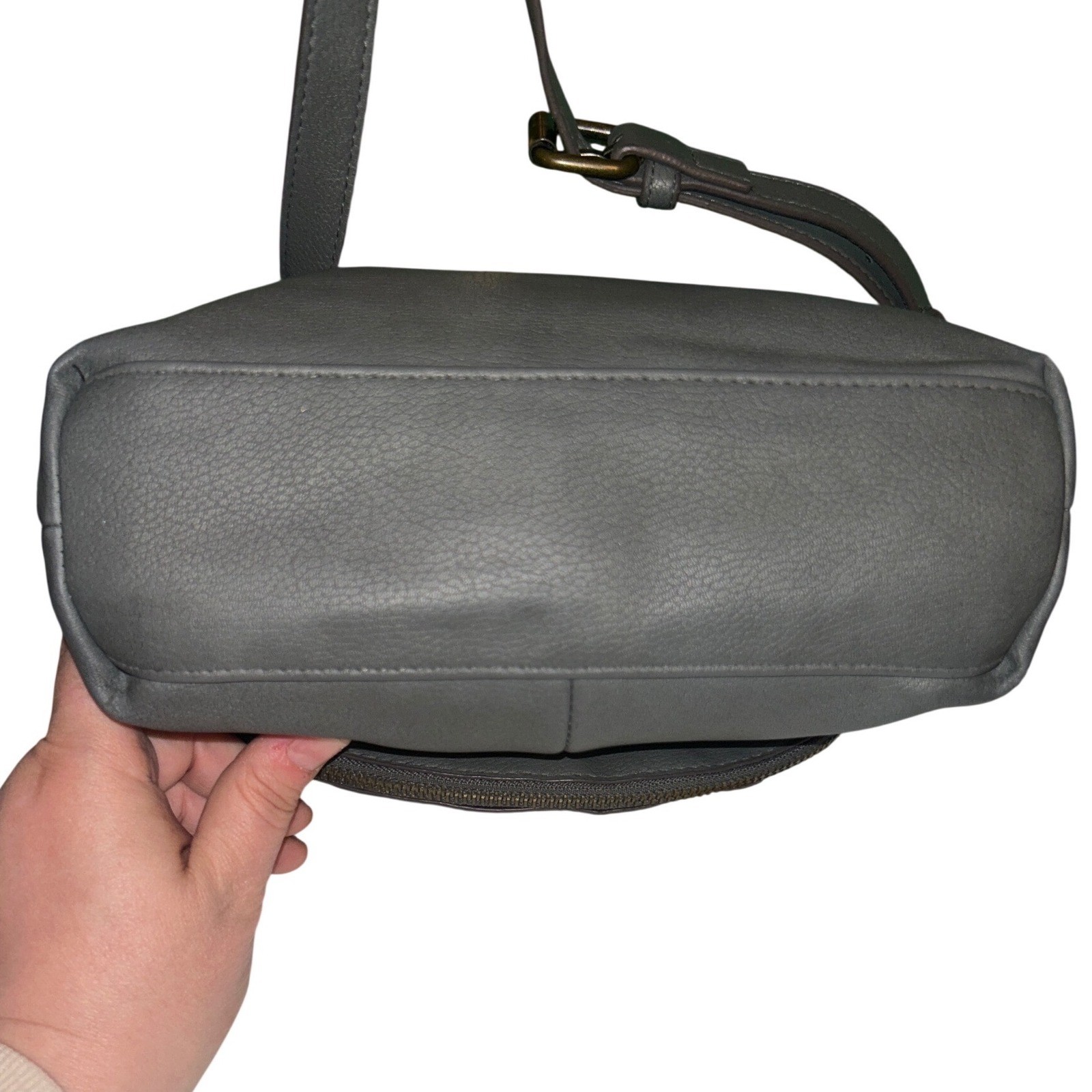 Y2K Sonoma Goods for Life Grey Pebbled Faux Leather Foldover Crossbody Bag