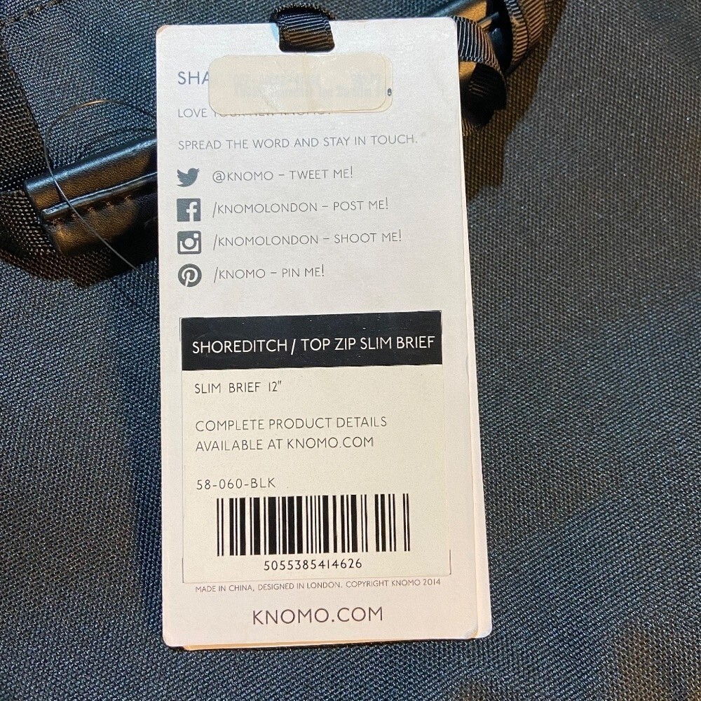 Knomo Shoreditch Unisex Laptop Case Black Top Zip Slim Brief 12″ Tablet School