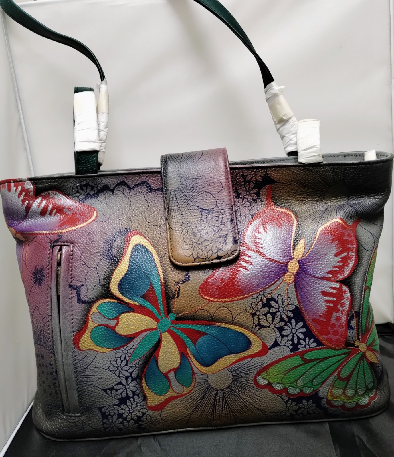 Anna by Anuschka Hand Painted Medium Tote Original Artwork Butterfly Paradise