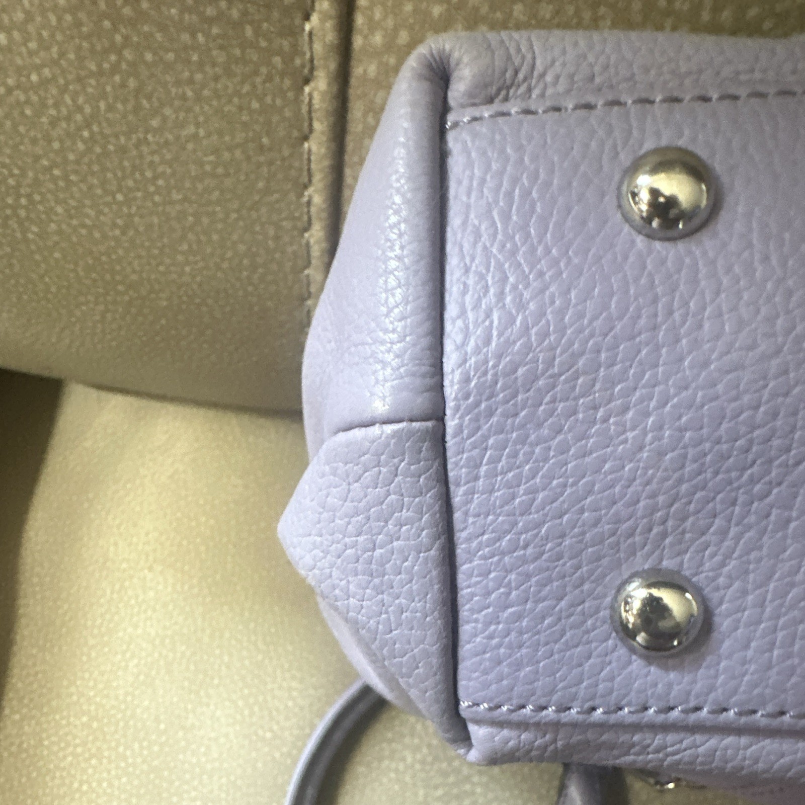 Tignanello Women’s Purple Solid Pebbled Satchel Top Handle Zip, Pockets, Silver