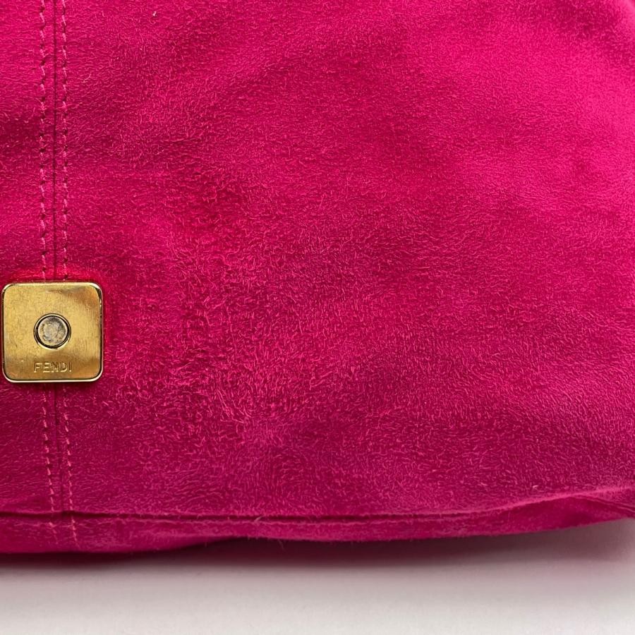 Fendi Zucca Pattern Mamma Baguette Suede Leather Pink Shoulder Bag 26325 #BS2030