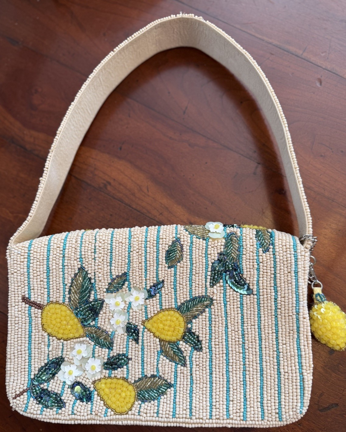 Viral TikTok Beaded Lemon Shoulder Bag Striped Fruit Purse Handcrafted India