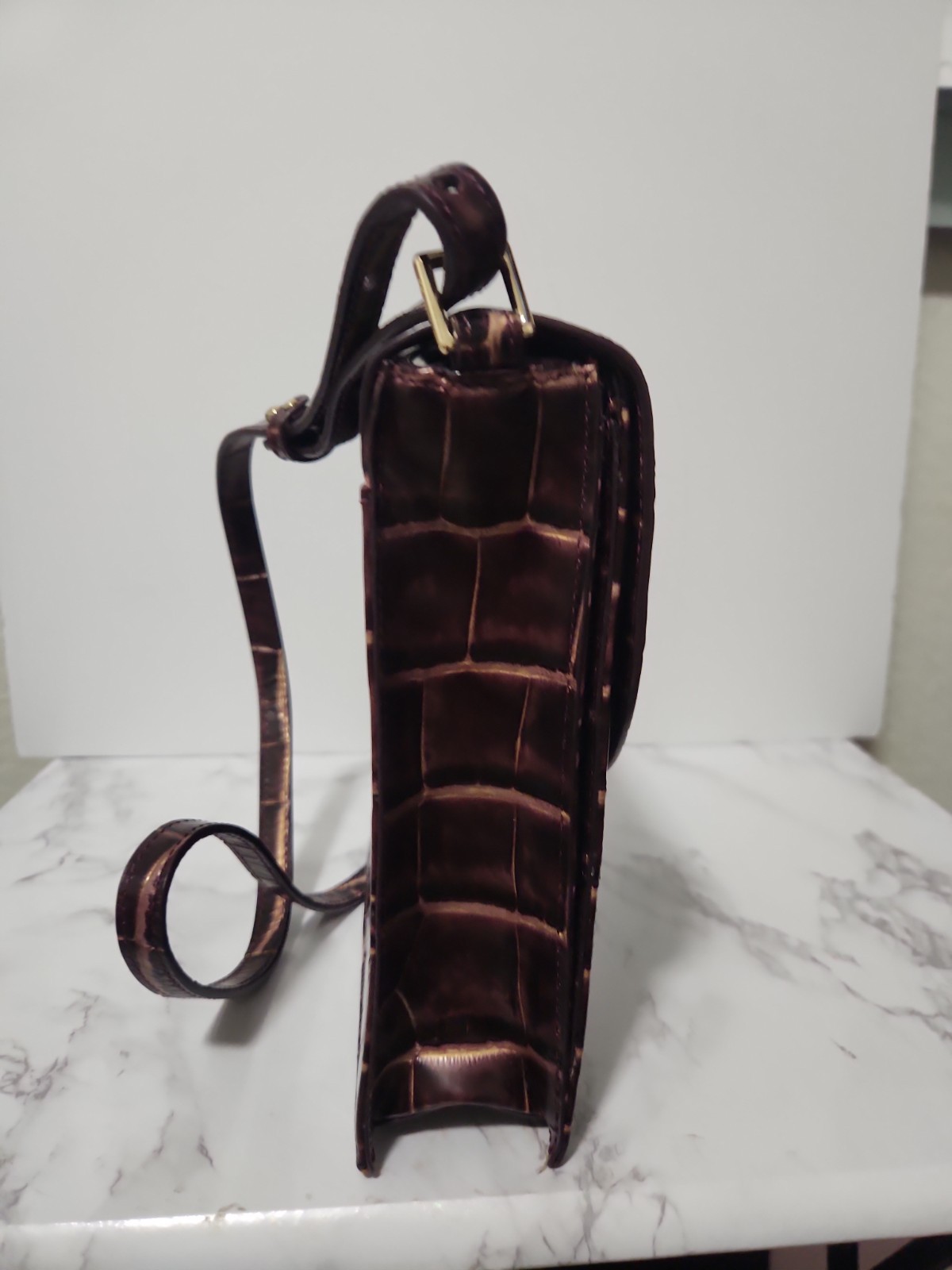 Brahmin Kimmie Crossbody Port Volition Plum Leather Bag w/ Built-in Wallet