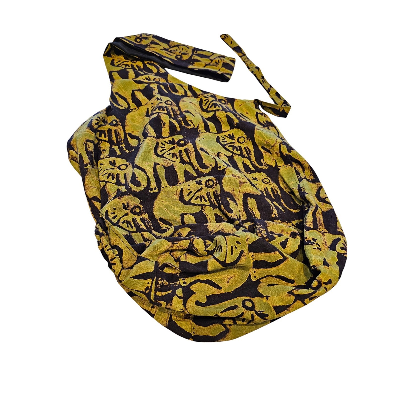 Sling Bag – All Over Elephant Print by Outreach Uganda Handmade Green Black
