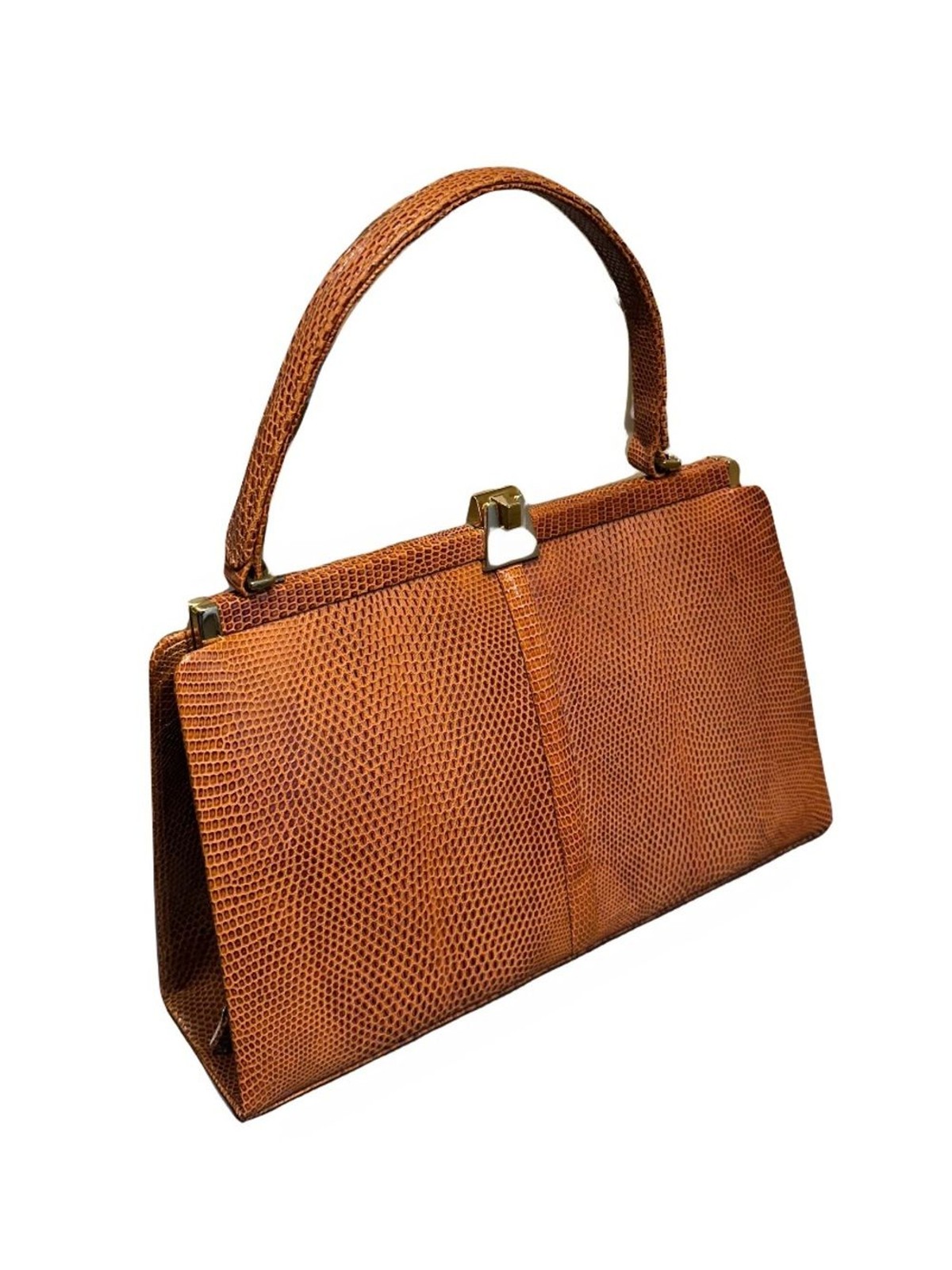 Mint Full Lizard Vintage Handbag Set Cognac Made in West Germany Mid-Century