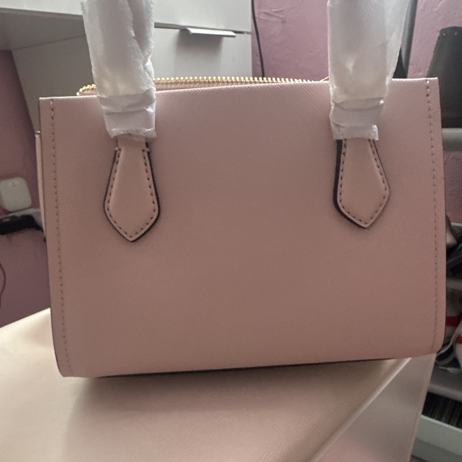 Michael Kors Small Satchel/Top Handle Bag Powder Blush Gold Detachable Strap