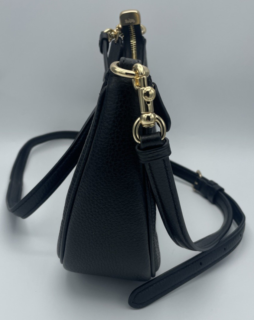 COACH CA209 TERI Shoulder Bag Hand Bag Black Refined Pebble Leather Outlet NWT