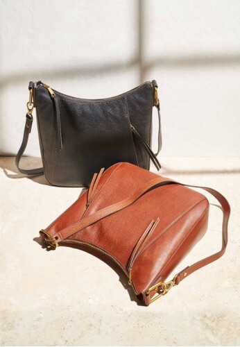 Fossil Talia Hobo Crossbody Shoulder Bag Brown Leather SHB2716213 $228 Retail Y