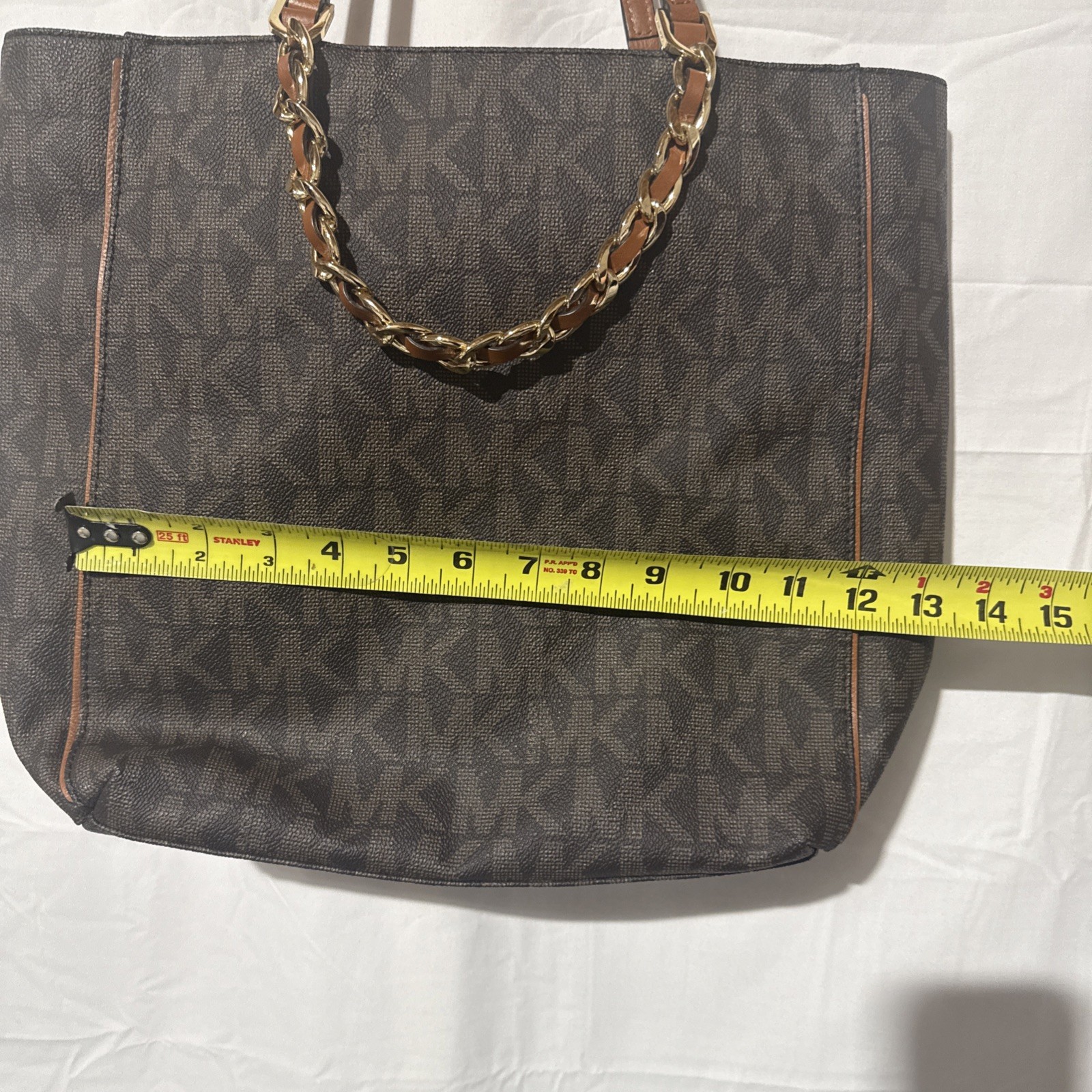 Michael Kors Harper North/South Tote Bag Purse Canvas Leather Trim