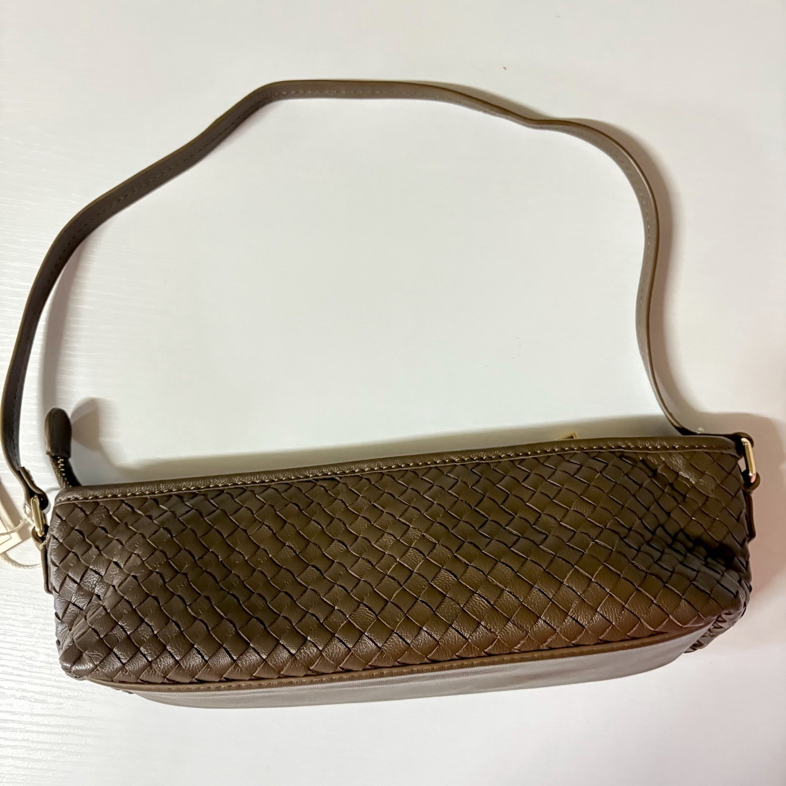 Dolce Vita Brown Woven Shoulder Bag with Original Dust Bag Gold Hardware