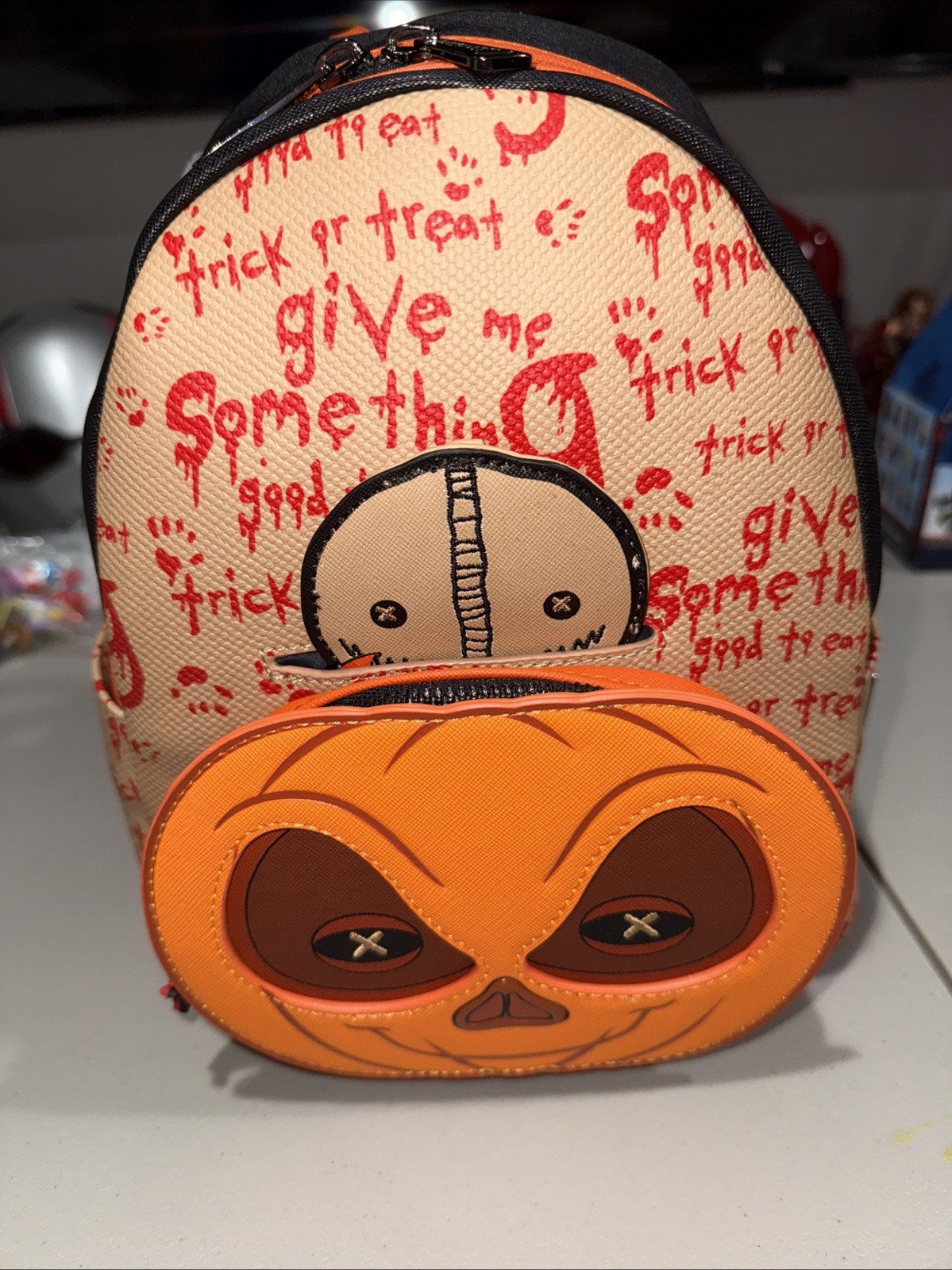 NEW Loungefly Trick R Treat Sam Mini Bookbag Horror Character Pumpkin Bag NWT