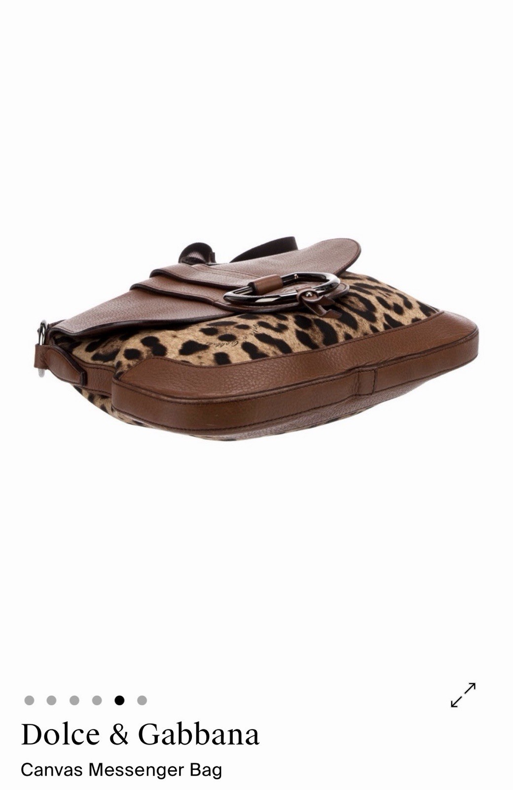 Dolce & Gabbana Brown Animal Print Messenger Bag Flap Silver Hardware Strap