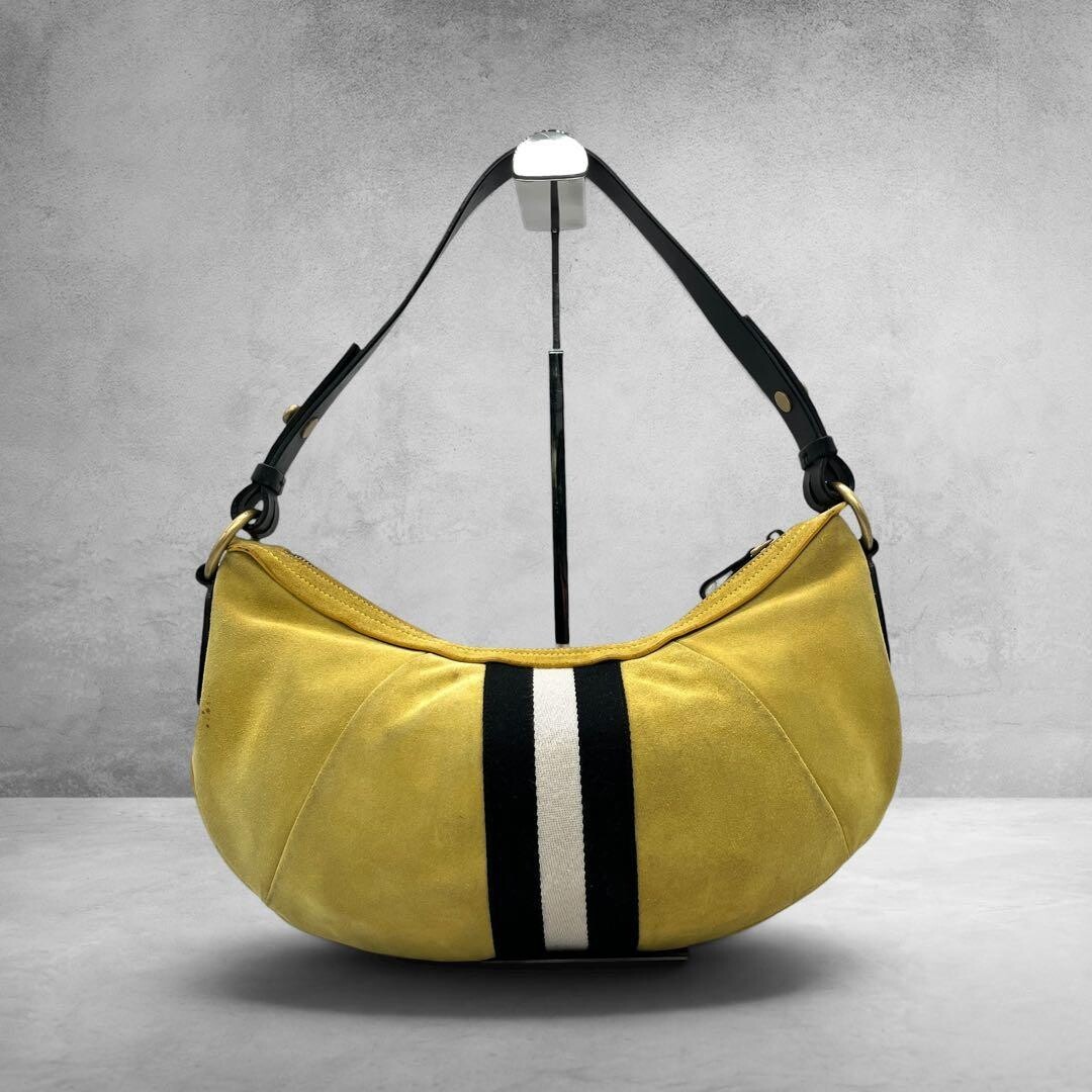 Bally Trainspotting Yellow Suede Hobo Shoulder Bag Archive Y2K 2916