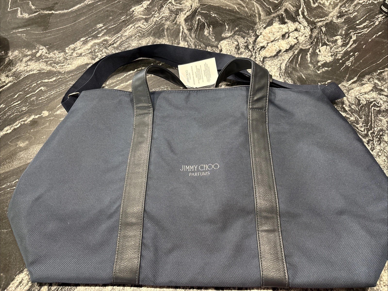 Jimmy Choo Parfums Navy Blue 18″ Weekend Bag travel gym carry-on zipper strap