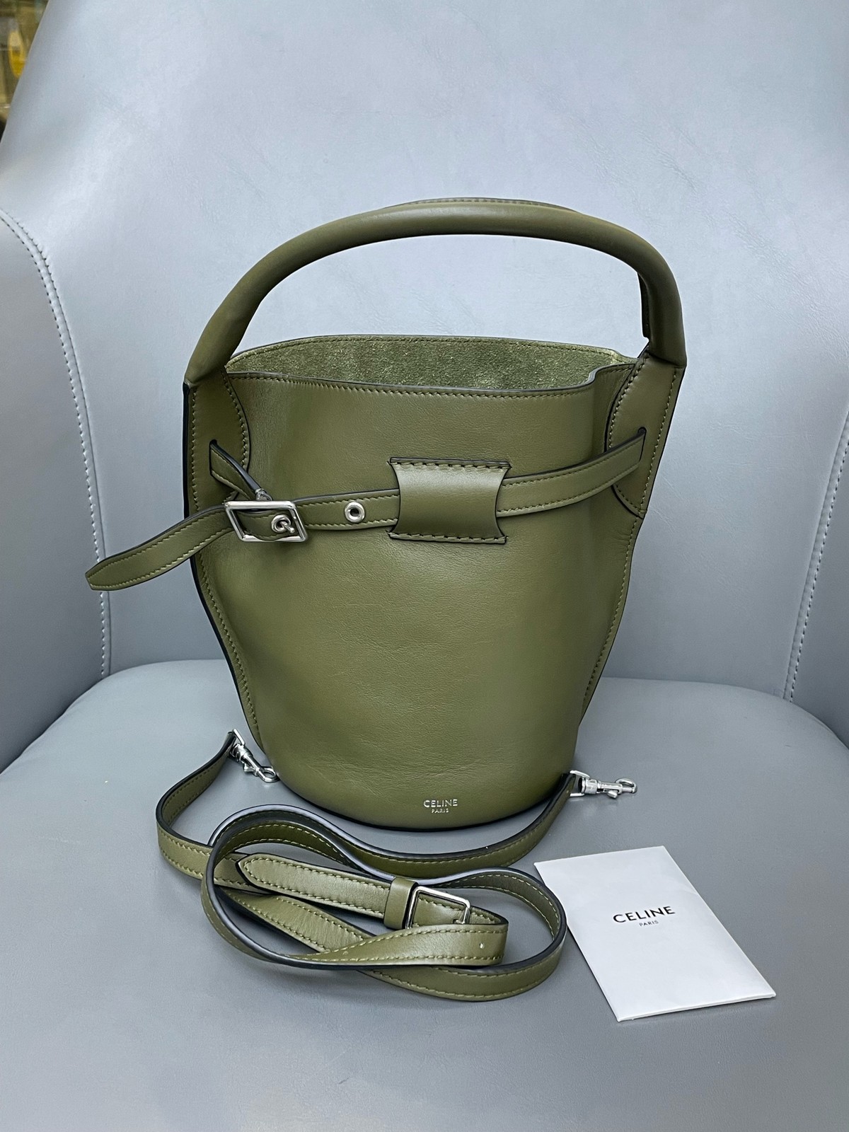 Celine Big Bag Mini Olive Green Smooth Calfskin Handbag Crossbody Duty Paid