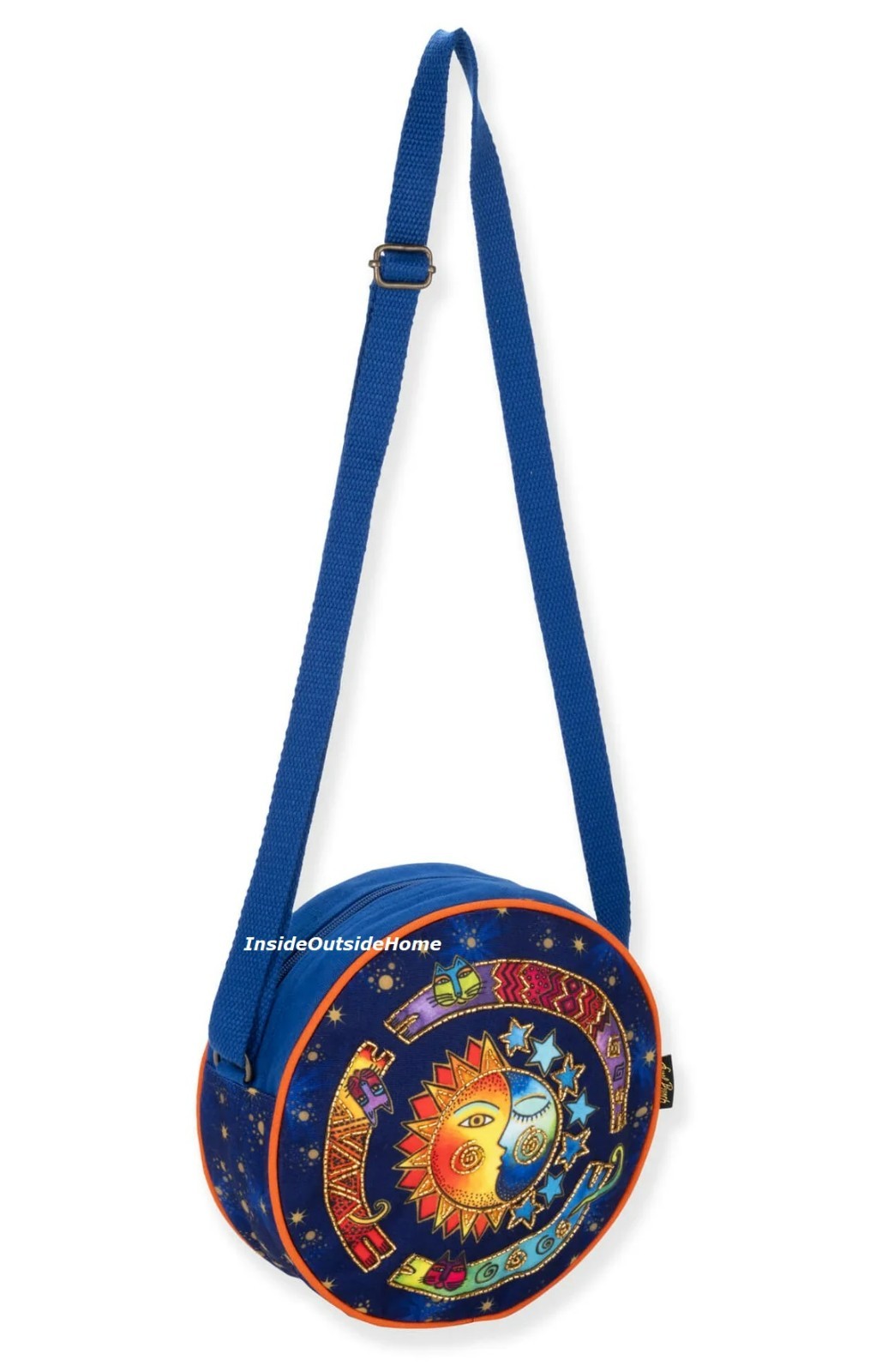 Laurel Burch Cosmos Sun Moon Stars Crossbody Bag 9″x3.25″ NEW Handy