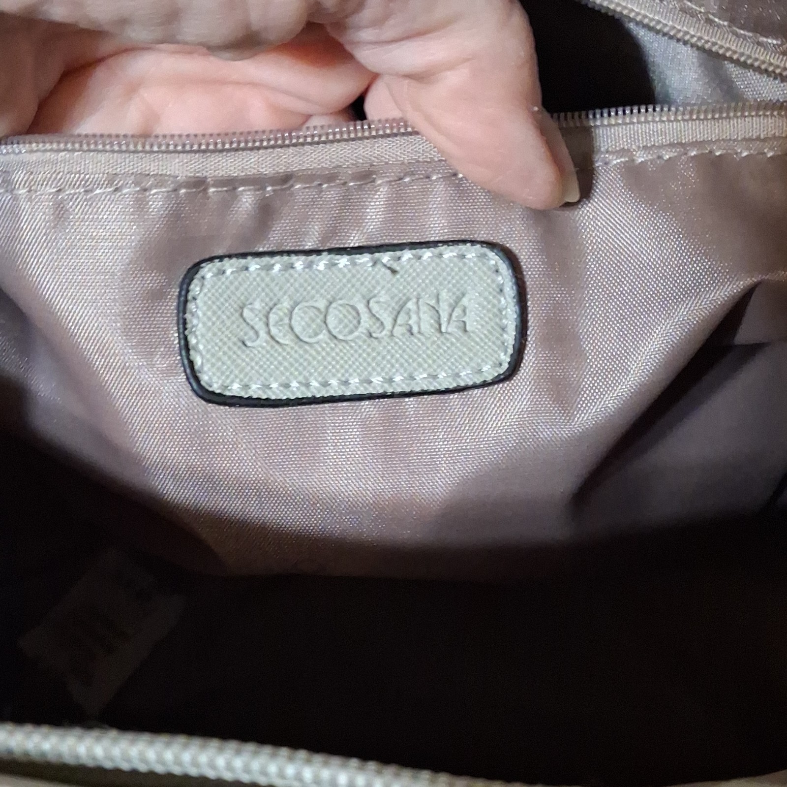 Secosana Gray Logo Satchel Top Handle Zip Detach Adjust Strap Gold Keychain