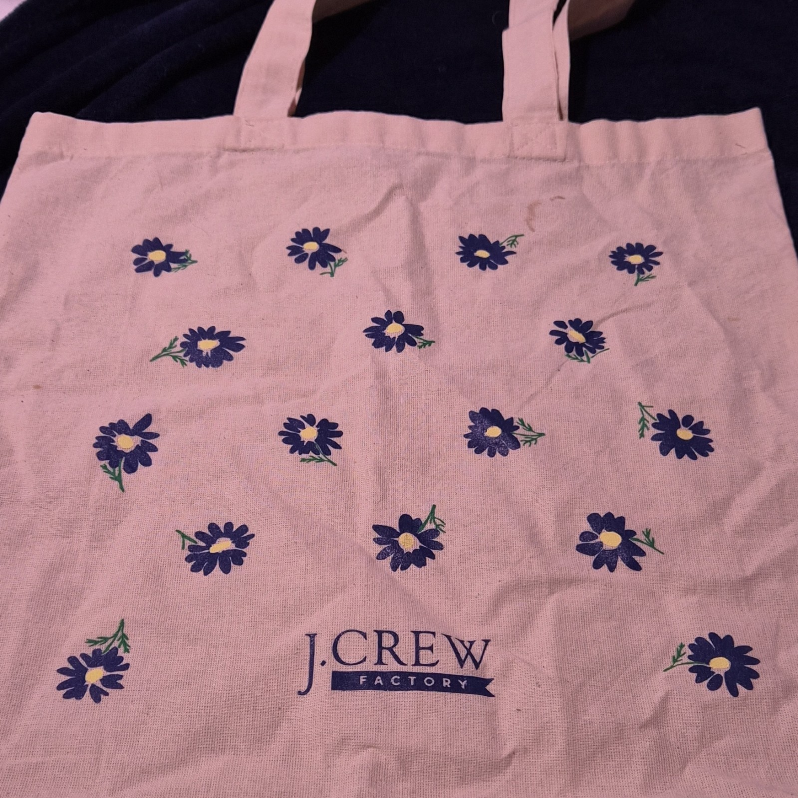 J.CREW Women’s Floral Tote Bag w/ Logo White Blue Green Yellow *some staining