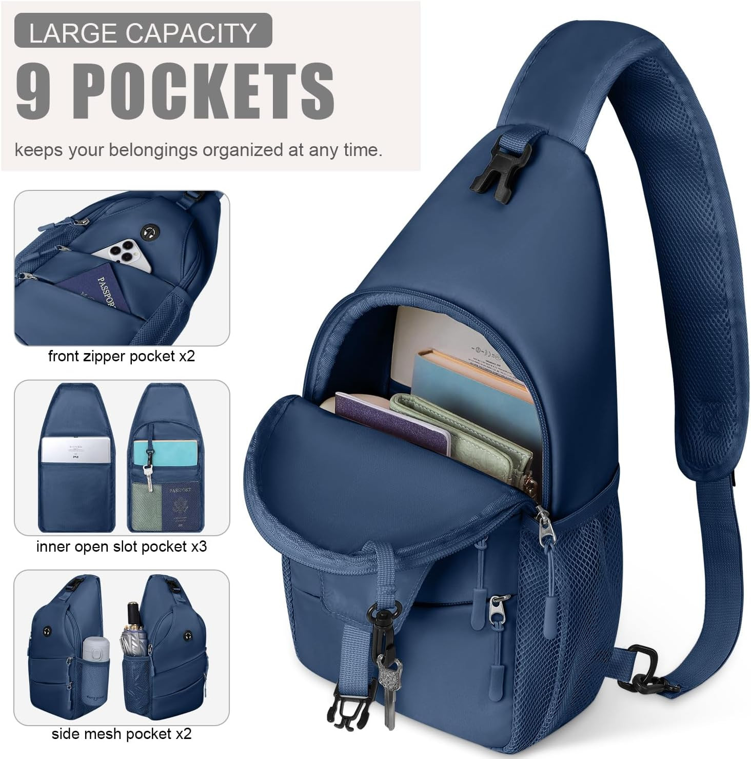Crossbody Bags for Women Men Trendy Sling Bag Backpack Casual Chest Bag with Con