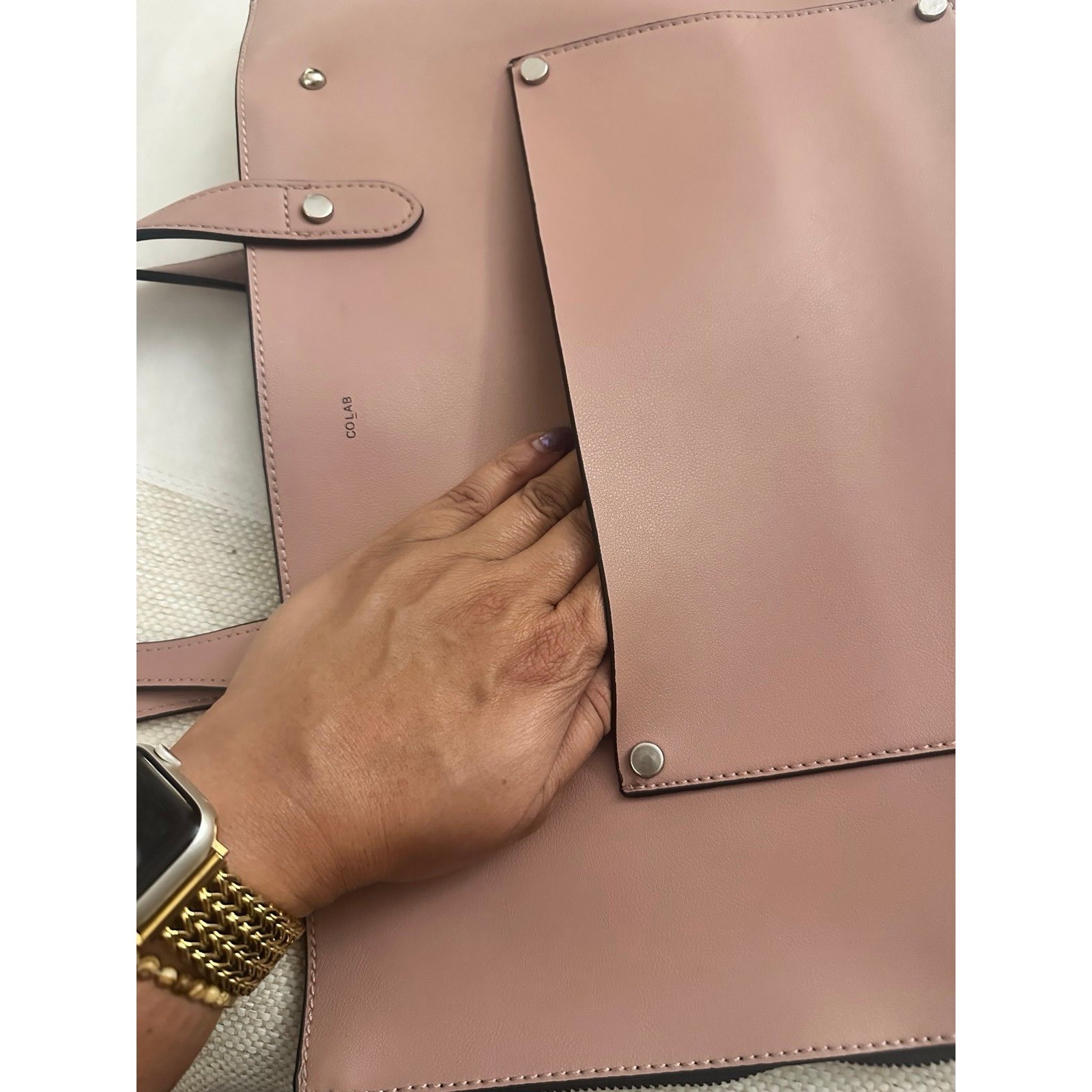 COLAB Blush Pink Structured Tote – Chic Everyday Essential