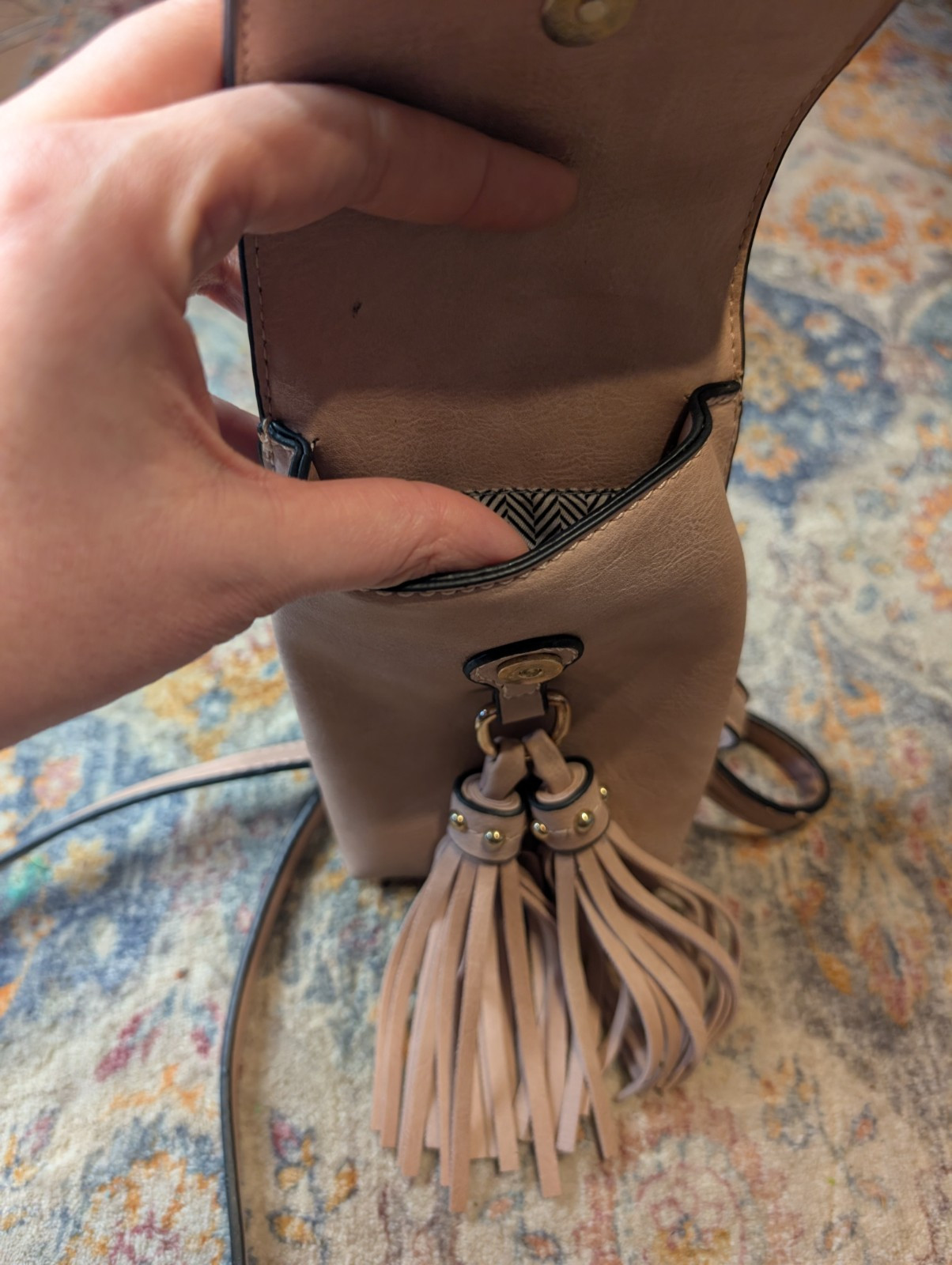 Dusty Pink Mini Crossbody Bag Tassel -112