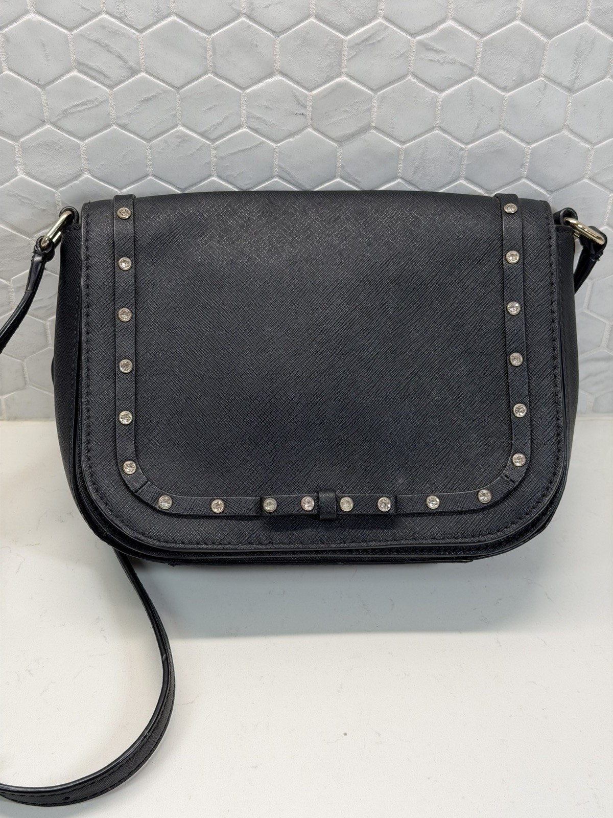 Kate Spade Carsen Laurel Way Jeweled Crossbody Bag Black Bow