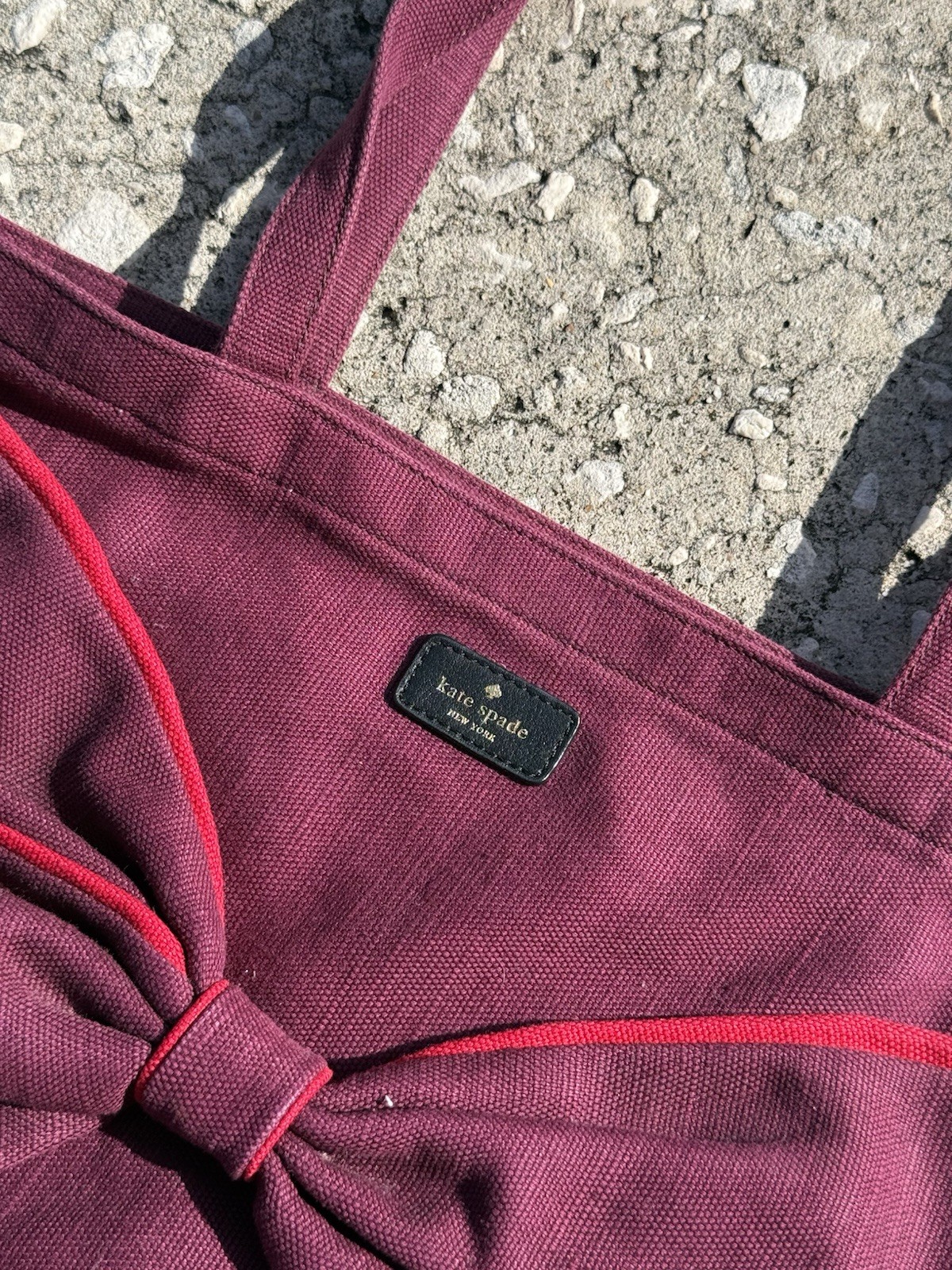 kate spade new york Women’s Burgundy Tote Bag Bow Accent Red Lining Pockets