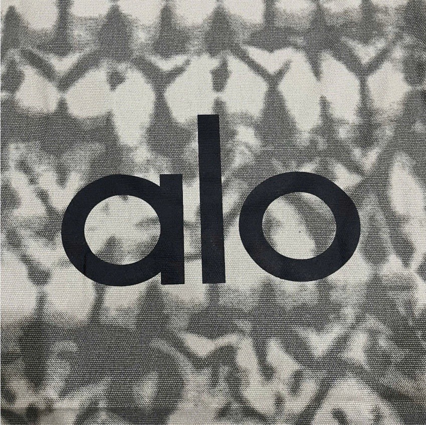 SALE ALO Yoga Gray Tie Dye Canvas Cotton Tote Bag Large Travel Gym Carry On NWT