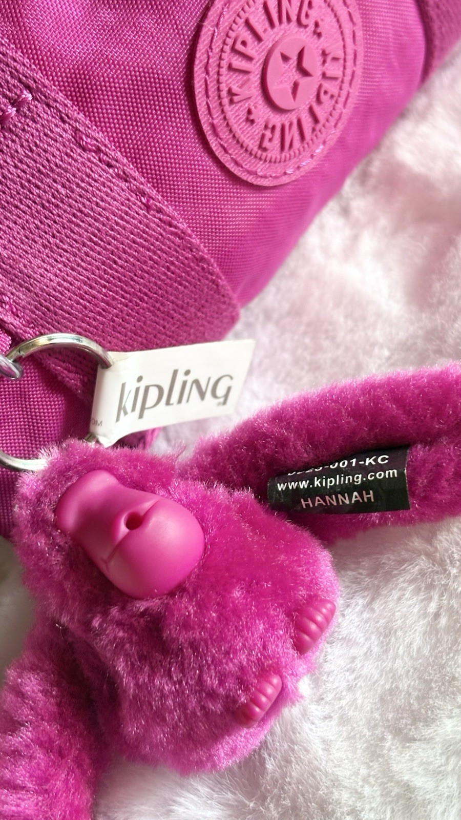 Genuine Kipling Bina Mini Small Duffle FUCHSIA Crossbody Terra w Keychain